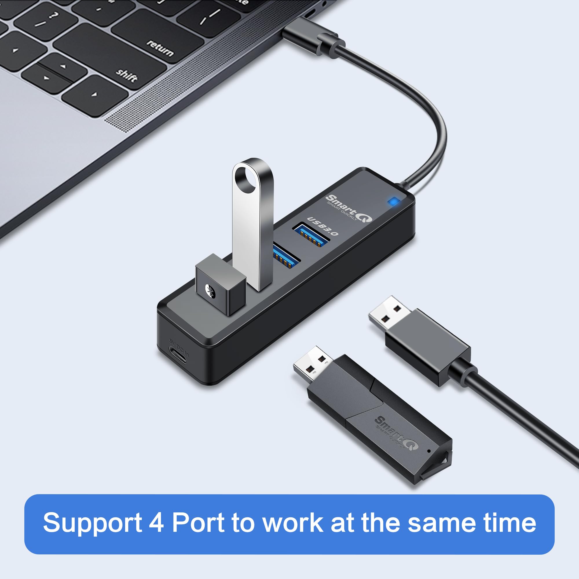 Smartq Usb C Hub 4 Ports, Usb C To Usb Hub With 4 Usb 3.0, Powered Usb C Splitter For Laptop, Macbook Pro, Imac, Ipad Pro, Chrom