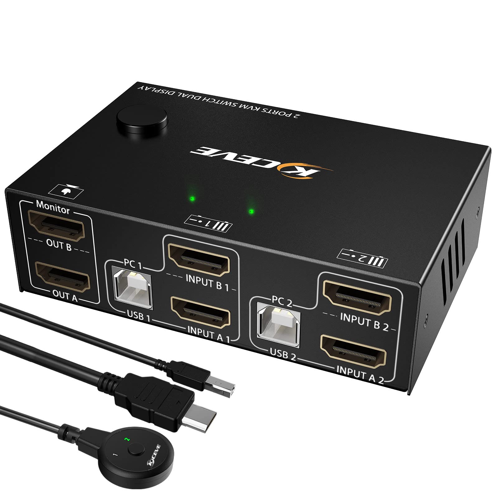 Dual Monitor Kvm Switch Hdmi 2 Port 4K@60Hz,Mleeda Usb Hdmi Extended Display Switcher For 2 Computers Share 2 Monitors And 4 Usb
