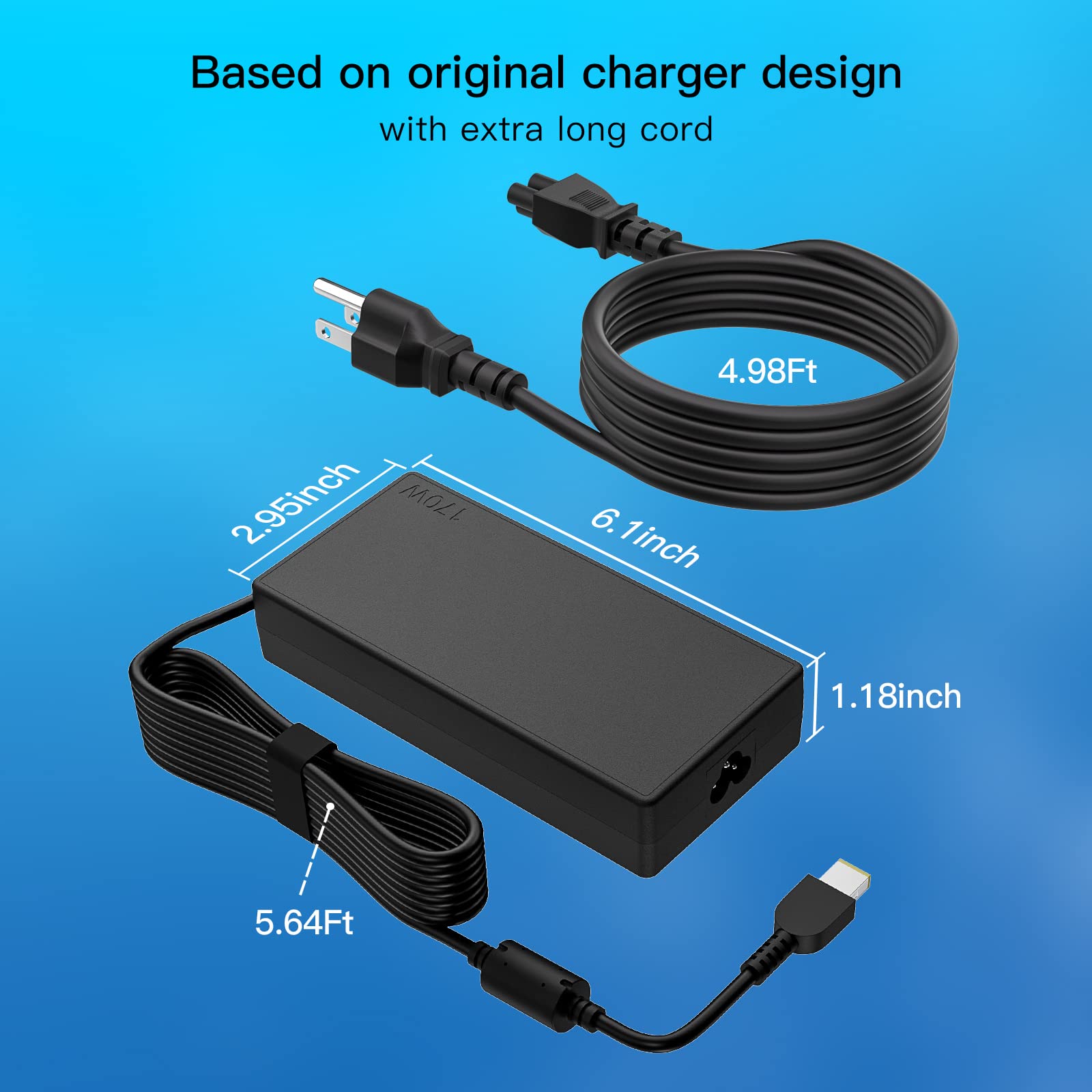 170W 20V 8.5A Laptop Charger Replacement For Lenovo Thinkpad P50 P51 P52 P53 P70 P71 P73 W540 W541 T540P P15 P17 P15V P15G T15G