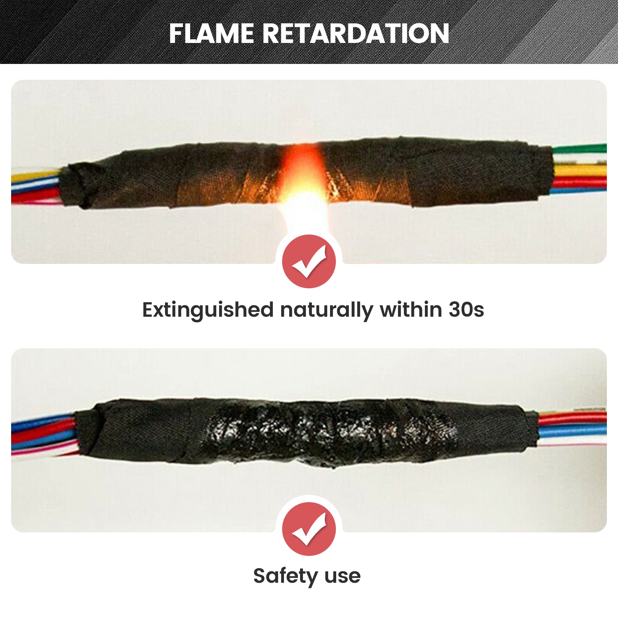 Red Wolf Electric Wiring Harness Tape 3 Rolls High Temp Self Adhesive Fabric Tape For Automobile Electrical Harness Wrap Noise Damping Protection Insulation Cable Fixed Black, 3/5 Inch X 50Ft