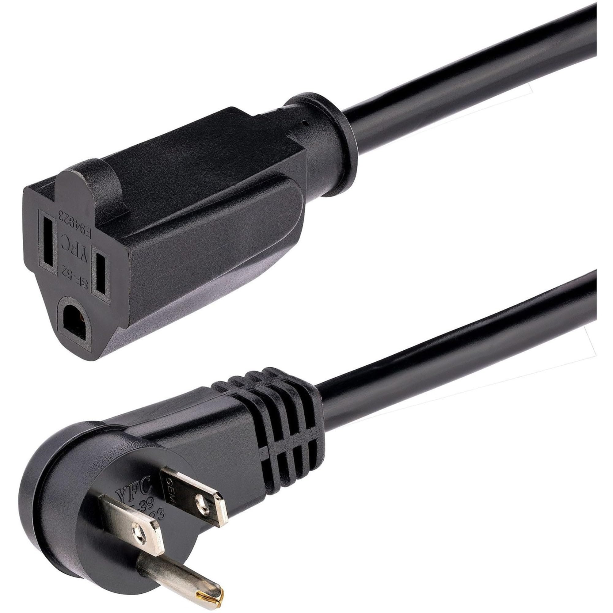StarTech.com 6ft (2m) Power Extension Cord, Right Angle NEMA 5-15P to NEMA 5-15R, 13A 125V, 16AWG, Computer Power Extension Cord