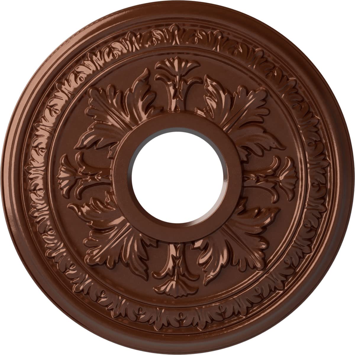15 3/8OD x 4 1/4ID x 1 1/2P Baltimore Ceiling Medallion (Fits Canopies up to 5 1/2), Hand-Painted Copper Penny