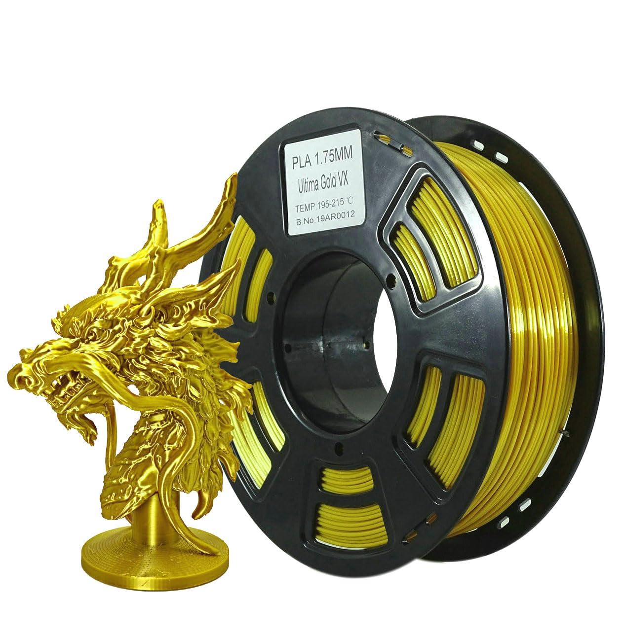 Stronghero3D Shine Silky Shiny Metallic Pla Metal 3D Printer Silk Pla Gold Filament1.75 Mm 1 Kg (2.2 Lbs) Spool Accuracy+/ 0.05M