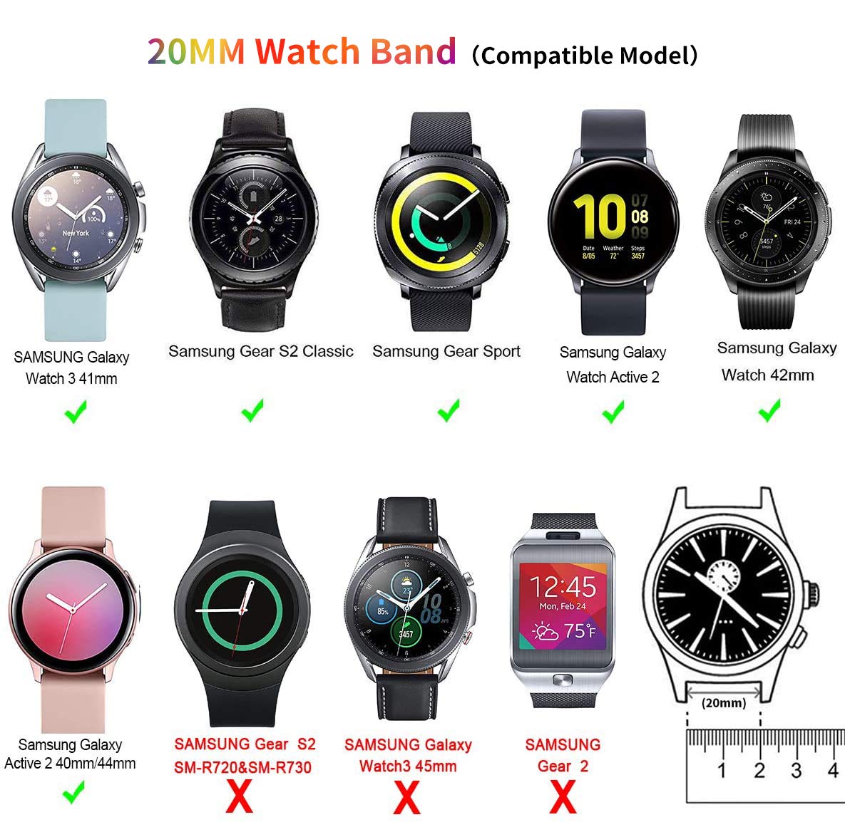 12 Pack 20Mm Silicone Bands Compatible With Samsung Galaxy Watch 7/Fe/ 6/5/4 40Mm 44Mm,5 Pro 45Mm,6 4 Classic 43Mm 47Mm 42Mm 46M