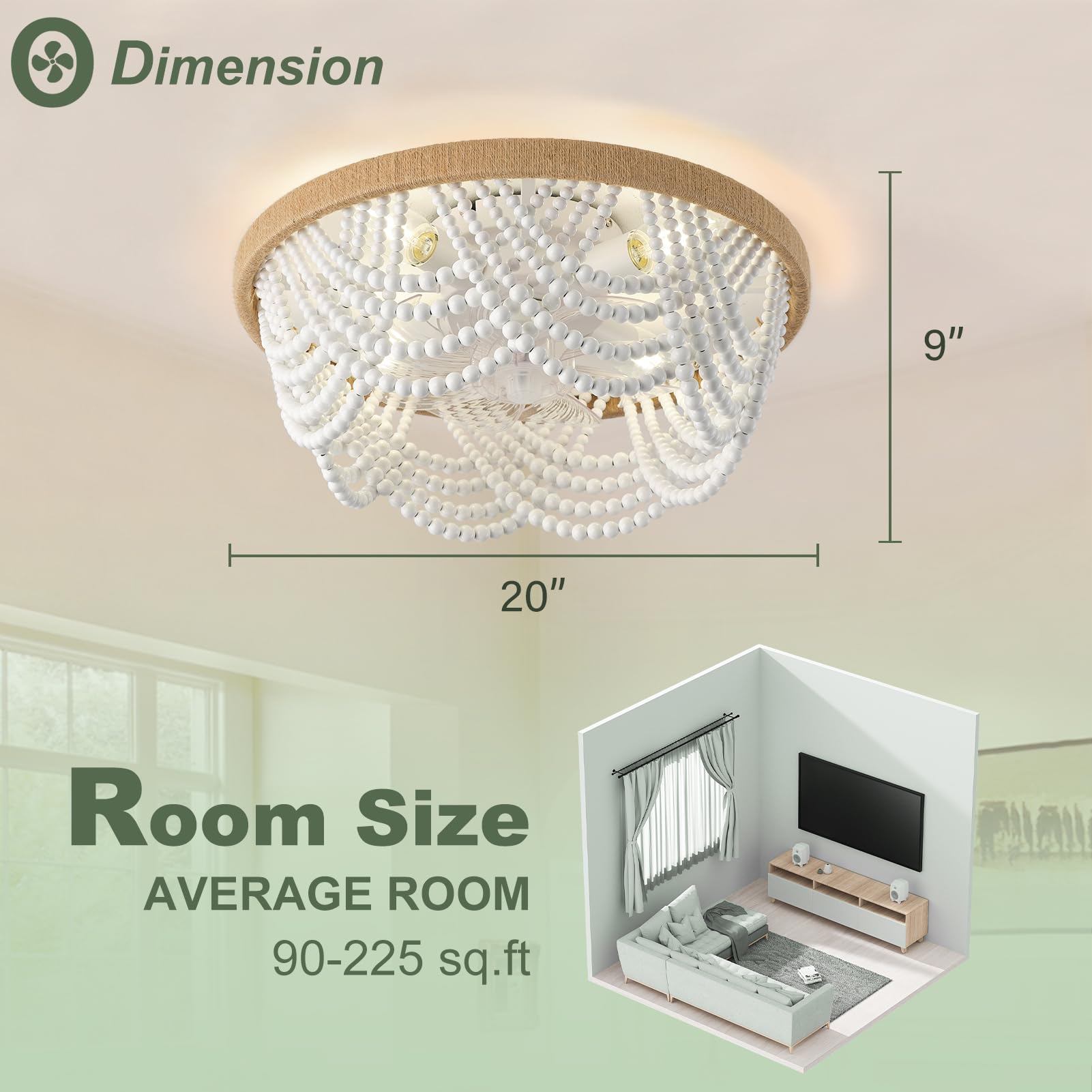 Liokoc Ceiling Fans With Lights And Remote   Bulbs Included, Caged Fandelier With Handcrafted Beaded D  Cor 19 Inches Reversible