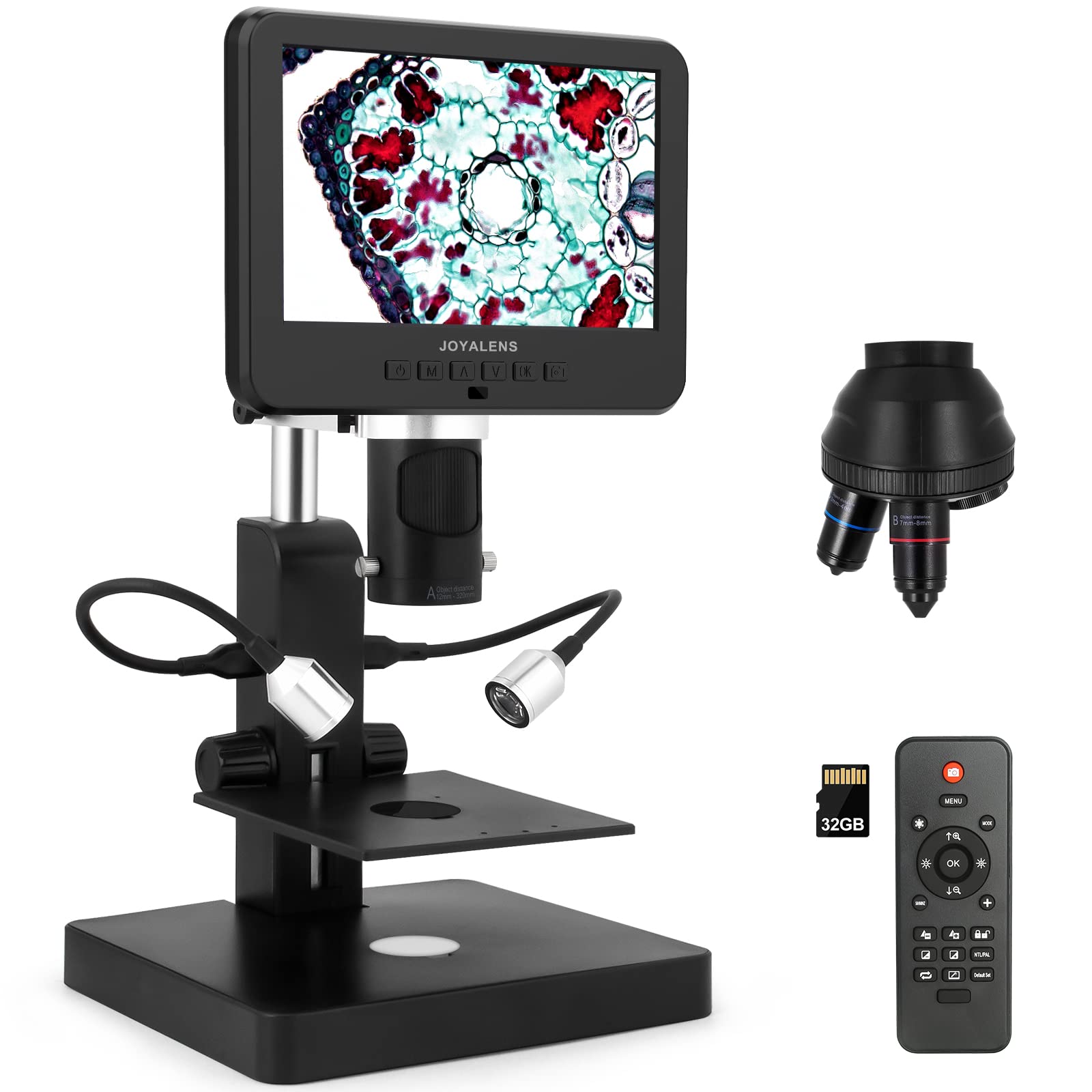 Joyalens Jl246P 3 Lenses 7'' Lcd Digital Microscope 1000   12Mp For Coin Collect Full Size Coin Error Coins, Biological Microsco