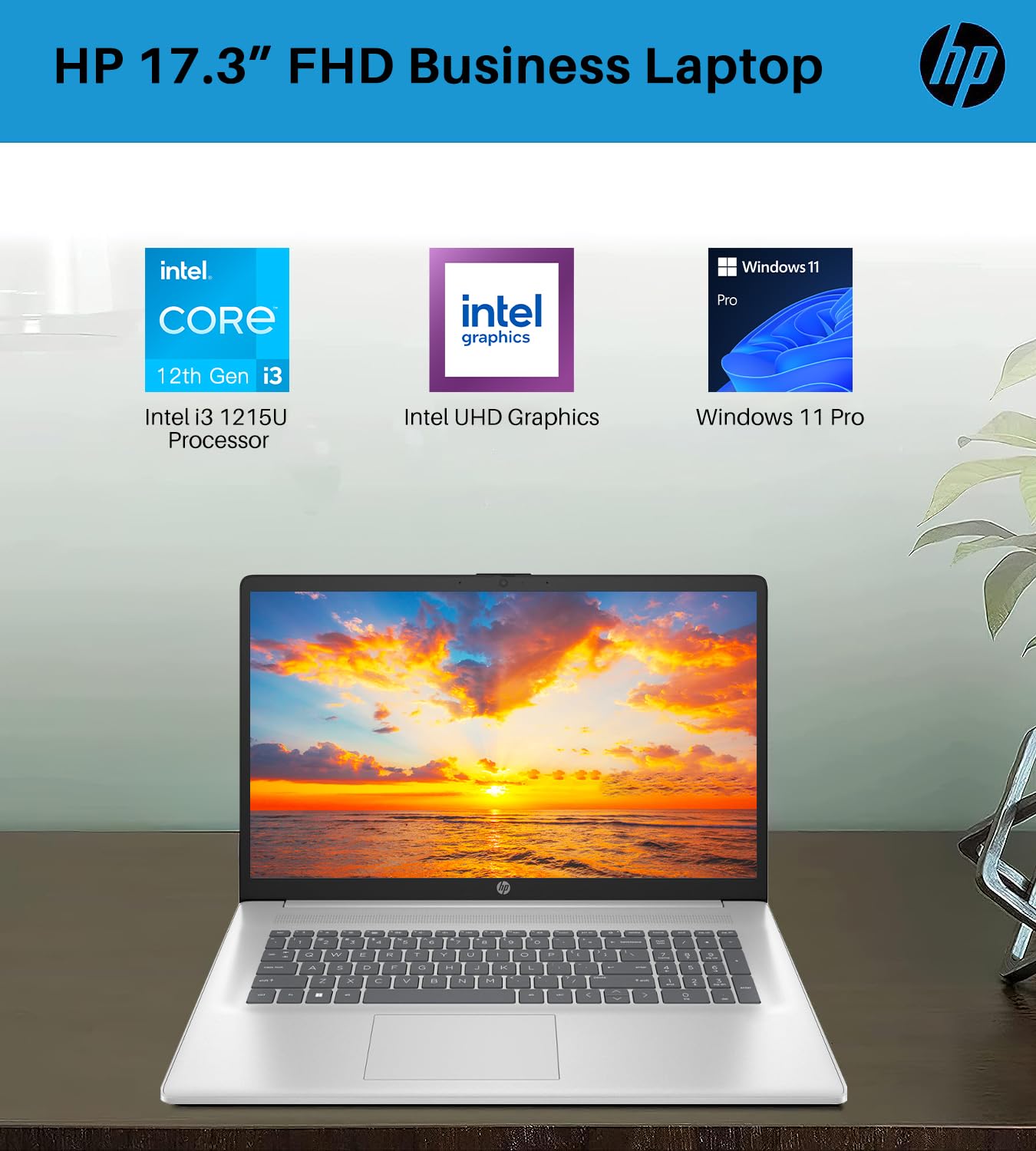 Hp 17 Inch Business Laptop, 17.3    Fhd Ips Screen, 12Th Gen Intel I3 1215U Processor, 64Gb Ram, 1Tb Ssd, Intel Uhd Graphics, We