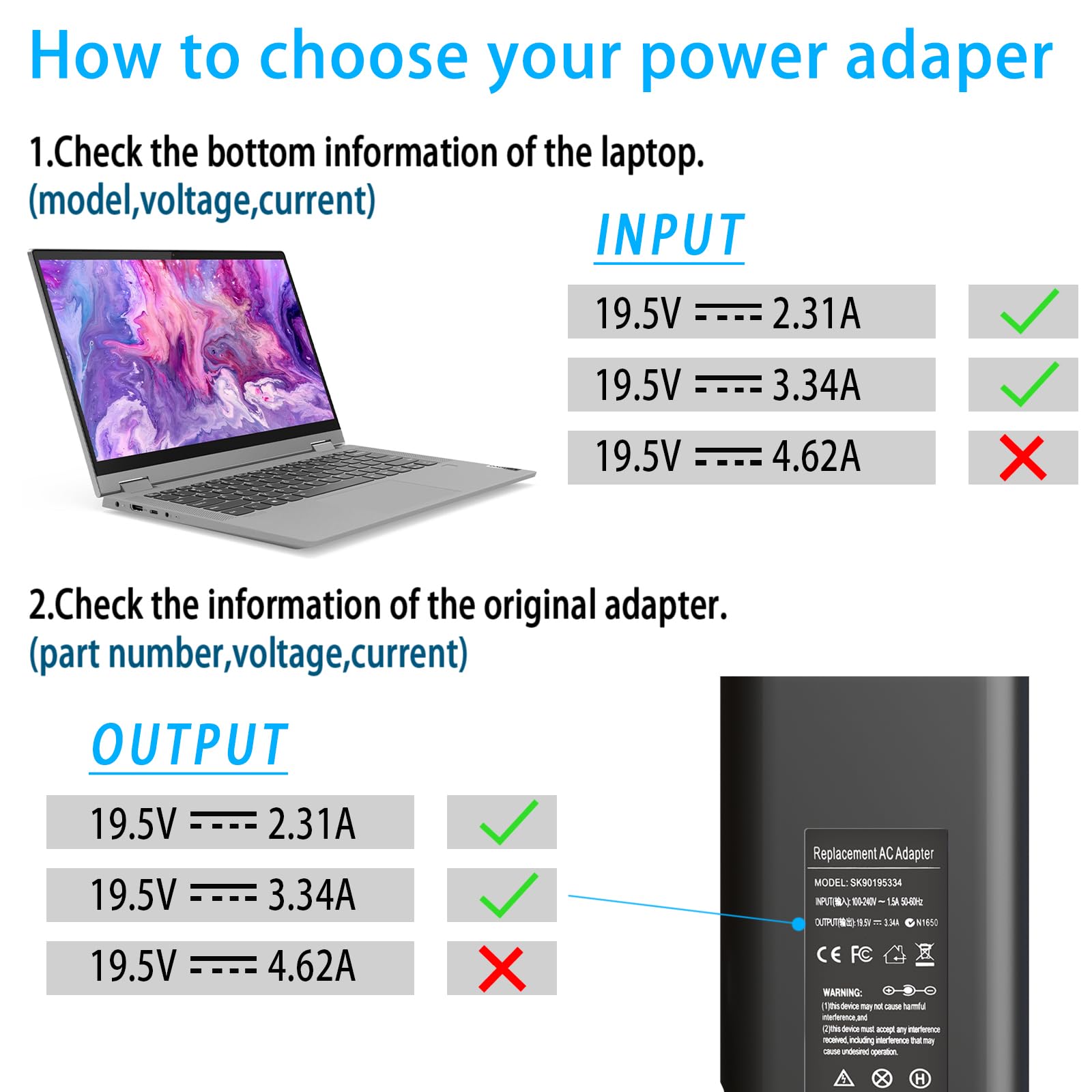65W 19.5V 3.34A Laptop Charger Replacement For Dell Latitude 5400 5480 5590 5500 5490 5580 7280 7290 7480 7490 E5470 E5440 E6420