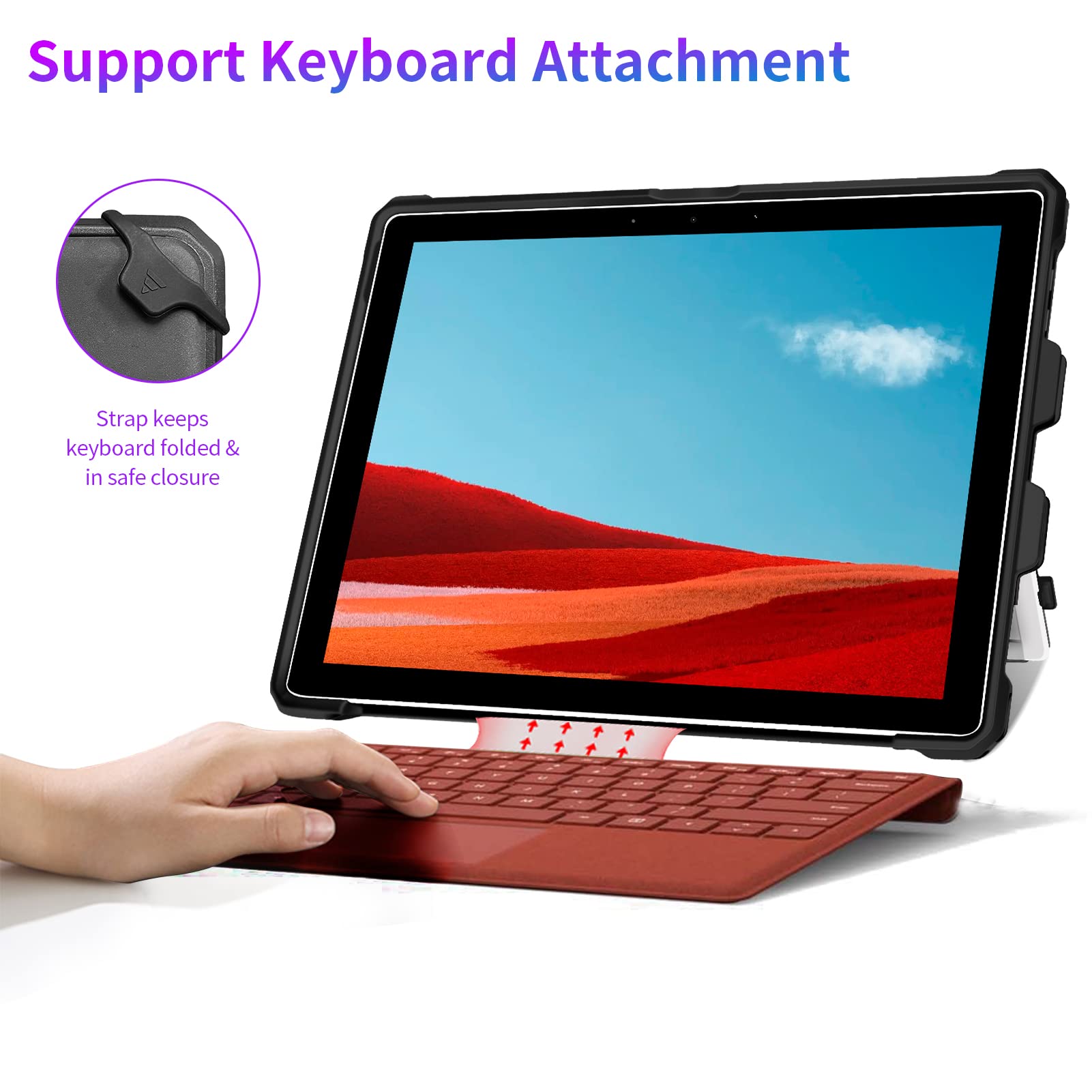 Case Fit 12.3'' Microsoft Surface Pro Plus/Pro 7/Pro 6/Pro 5/Pro 4/Pro Lte, Protective Rugged Cover Case, With Stylus Pen Holder