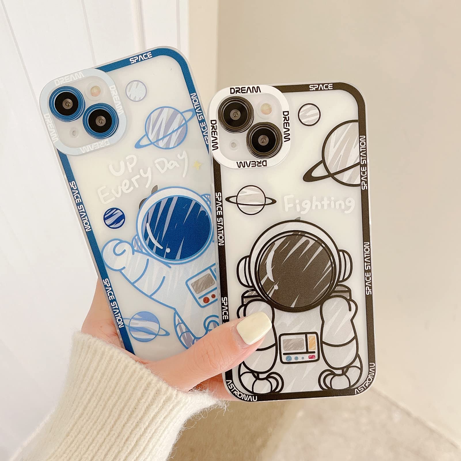 Yonds Queen For Iphone 11 Pro Cute Clear Case, Cool Cartoon Astronaut Space Planet Moon Design Stylish Soft Tpu Bumper Shockproo