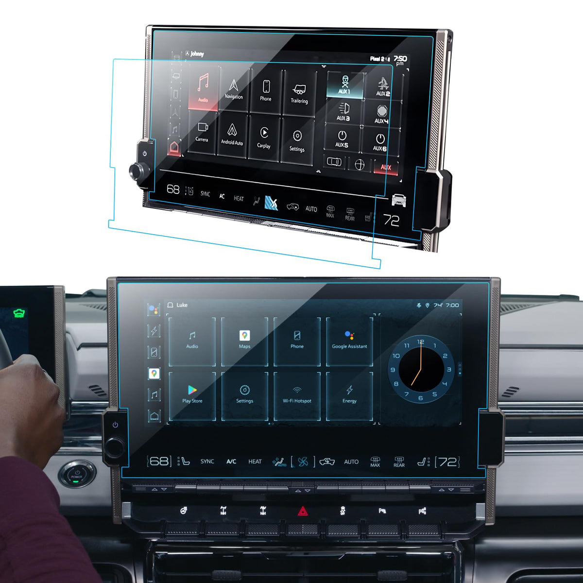 Lantu 2Pcs Car Screen Protector For 2022 2023 2024 Gmc Hummer Ev Pickup & 2024 Hummer Ev Suv Accessories Navigation Nano Touchsc