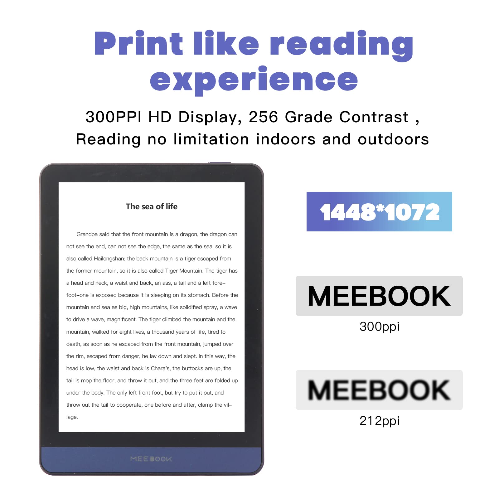 Meebook E Reader M6 | 6' Eink Carta Screen 300Ppi | Adjustable Smart Light | Android 11 | Ouad Core Processor | Audio Books|Supp