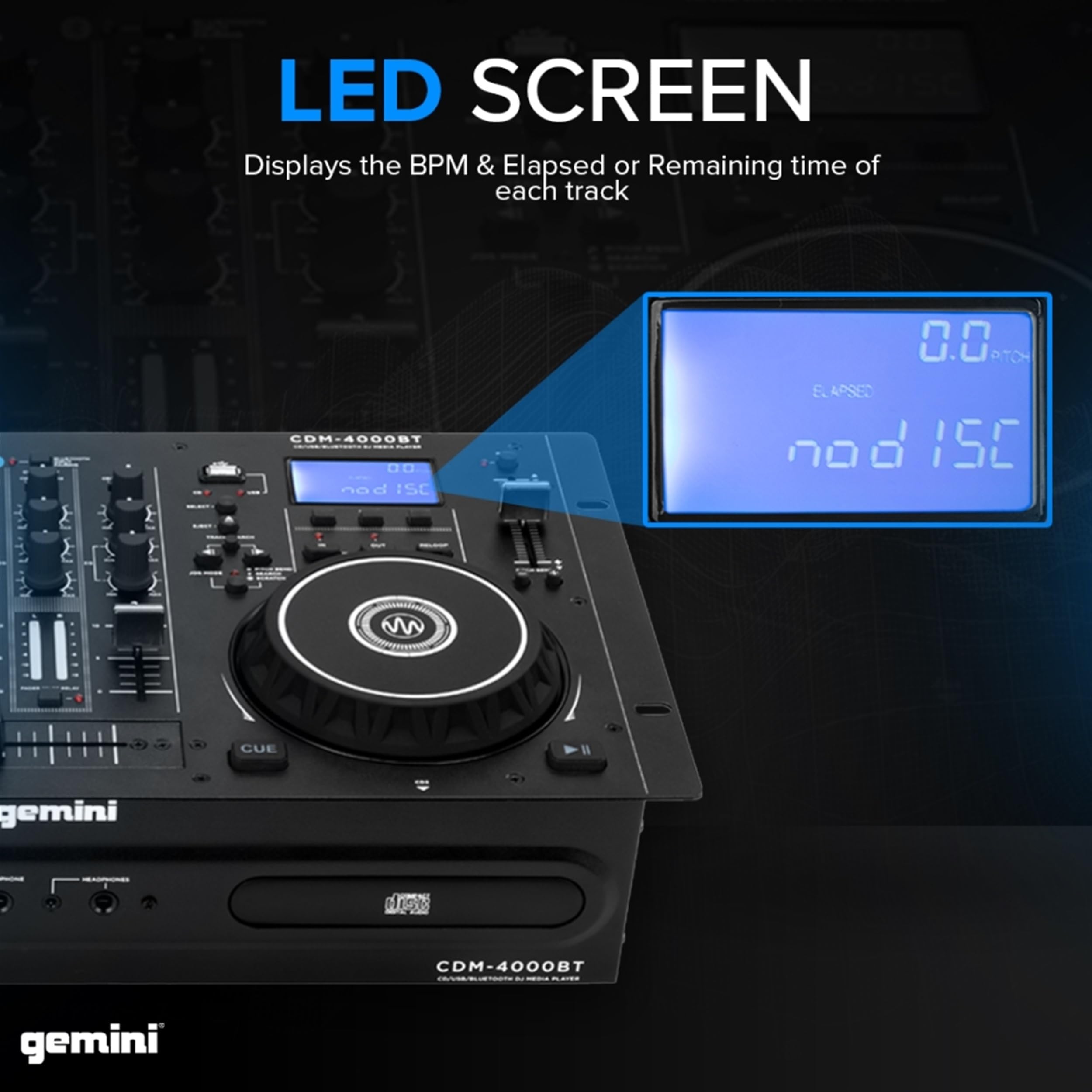 Gemini Sound Cdm 4000Bt: All In One Dj Standalone Dj Cd Player & Mixer Combo With Bluetooth   Dual Cd/Usb For Home & Event Use, User Friendly Controls With Jog Wheels And Pitch Control