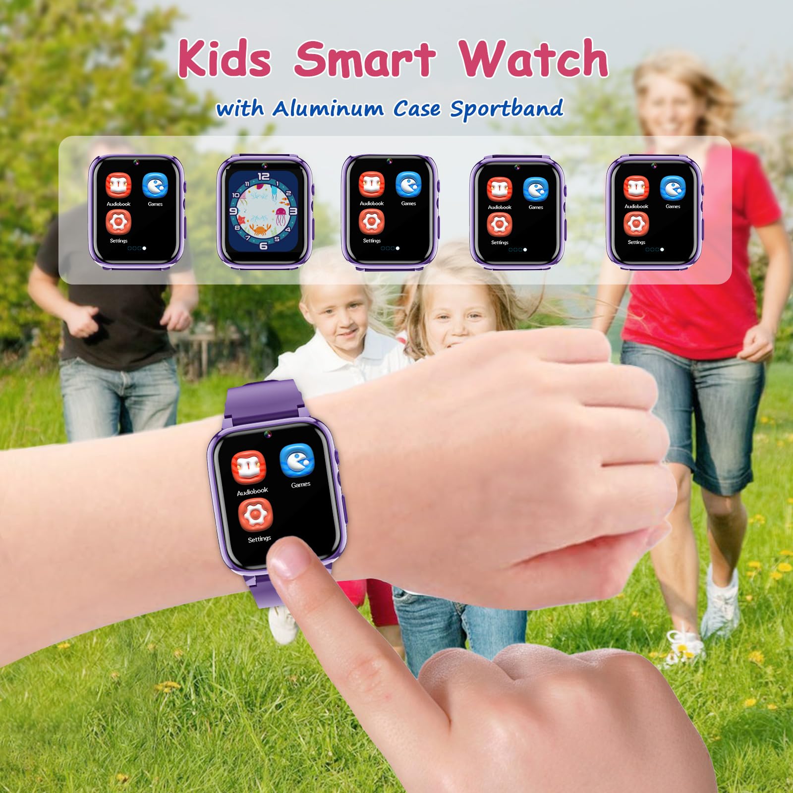 Goodatech 1.69'' Smart Watch For Kids 4 12 Years Boys Girls, 26 Puzzle Games,Hd Camera,Video Music Player,Pedometer,Flashlight,A