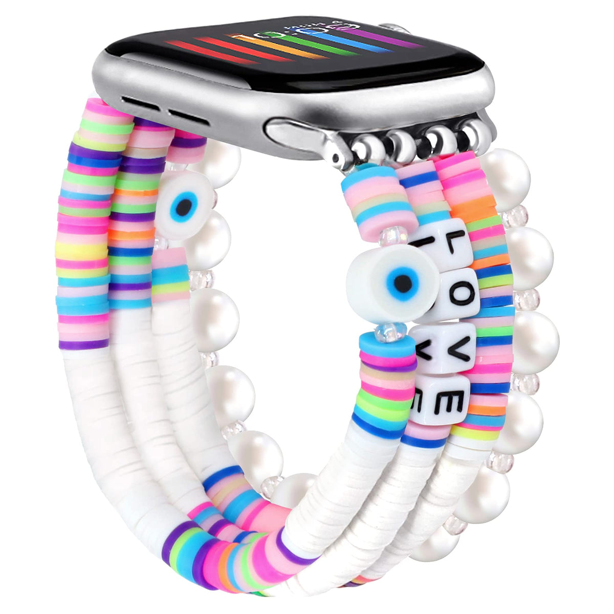 Jr.Dm Beaded Bracelet Compatible With Apple Watch 38Mm 40Mm 41Mm 42Mm For Women, Cute Fancy Boho Stack Handmade Elastic Watch St