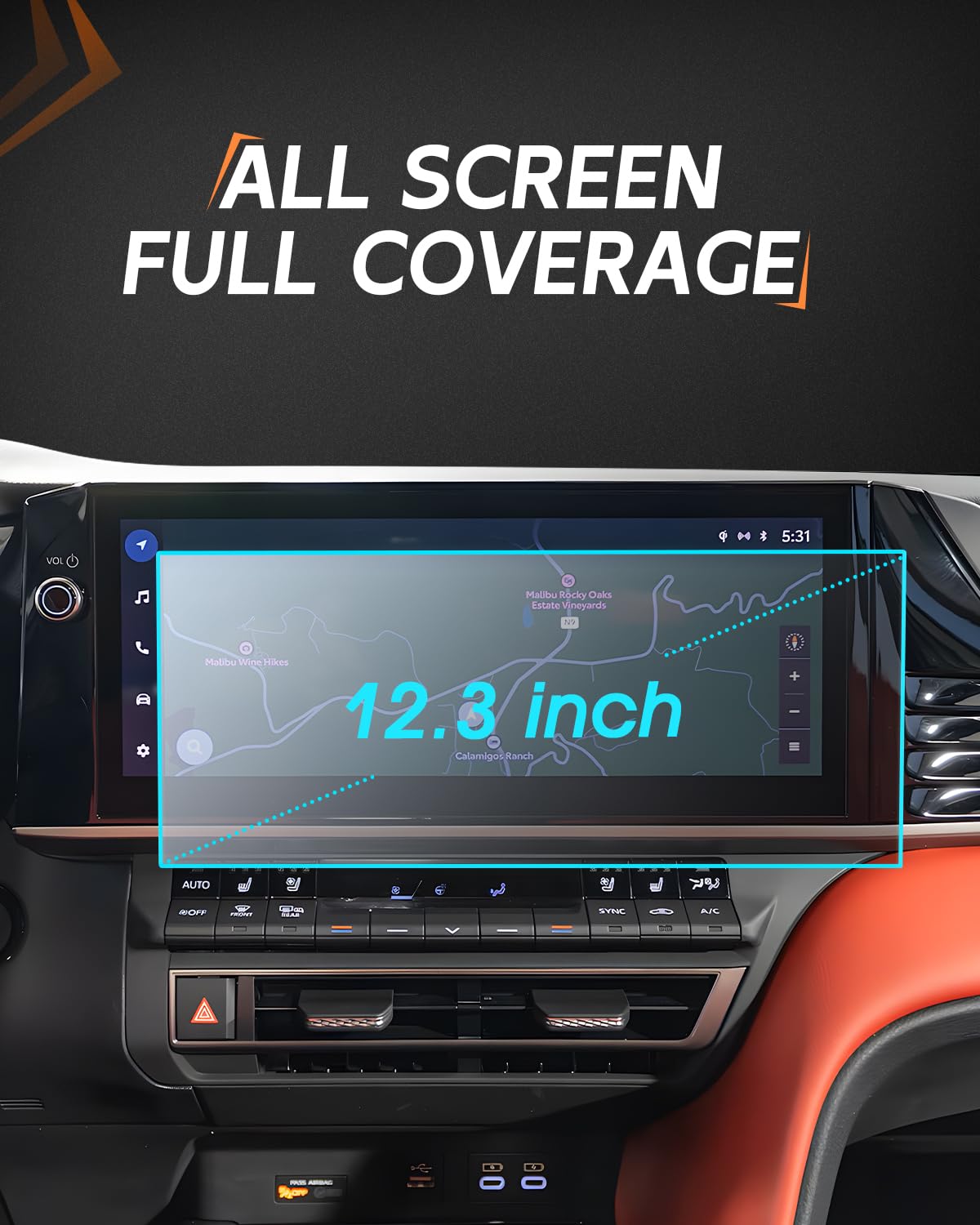 Cdefg 2025 Camry Matte Anti Glare Screen Protector For 2025 Toyota Camry (Xle, Xse) 12.3'' Touchscreen Cover For Camry 2025+ Accessories, 12.3'' Matte Anti Glare Tempered Glass