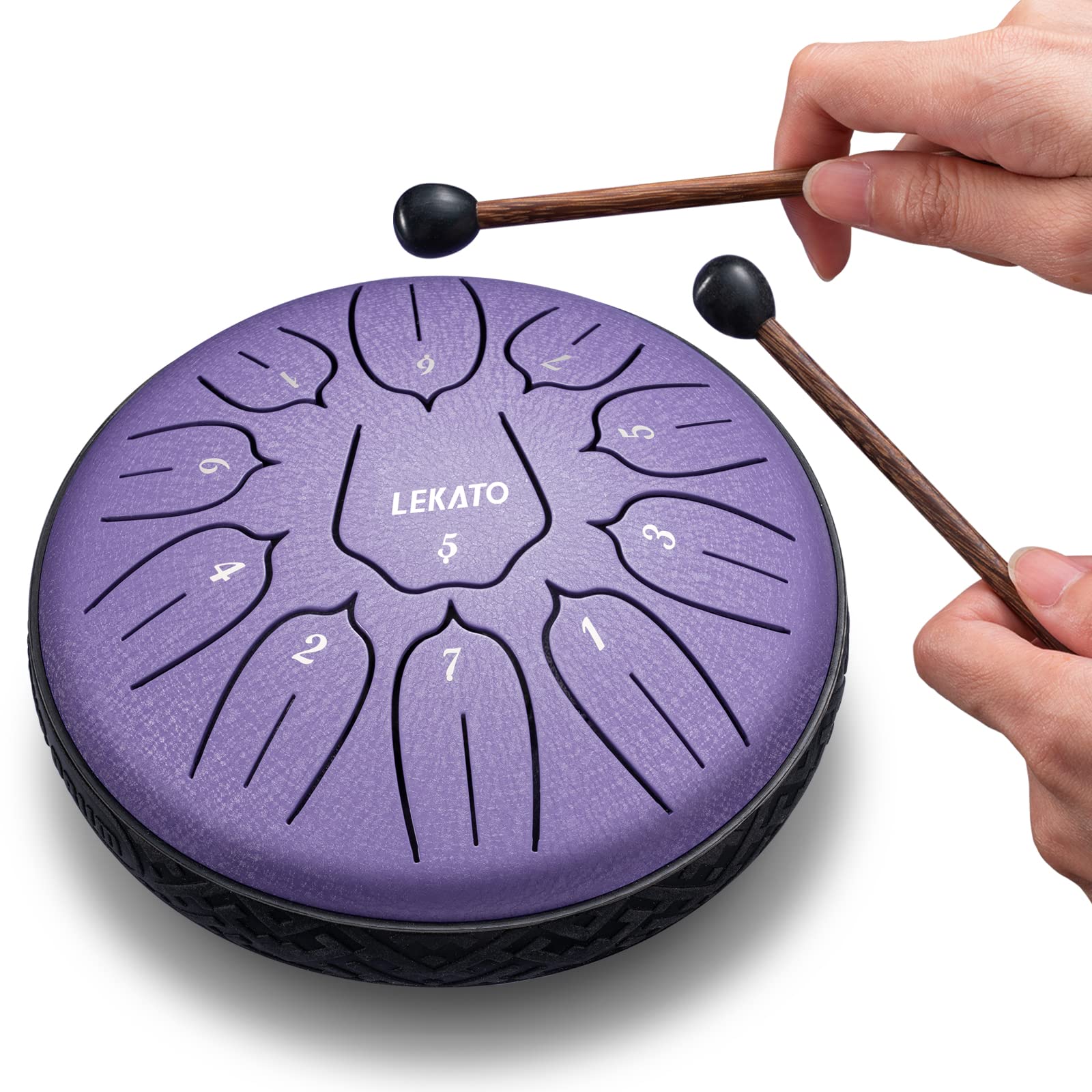 Steel Tongue Drum 6 Inch 11 Notes, Lekato Steel Drum D Major Beginner Hanpan Drum Percussion For Meditation Yoga Musical Educati