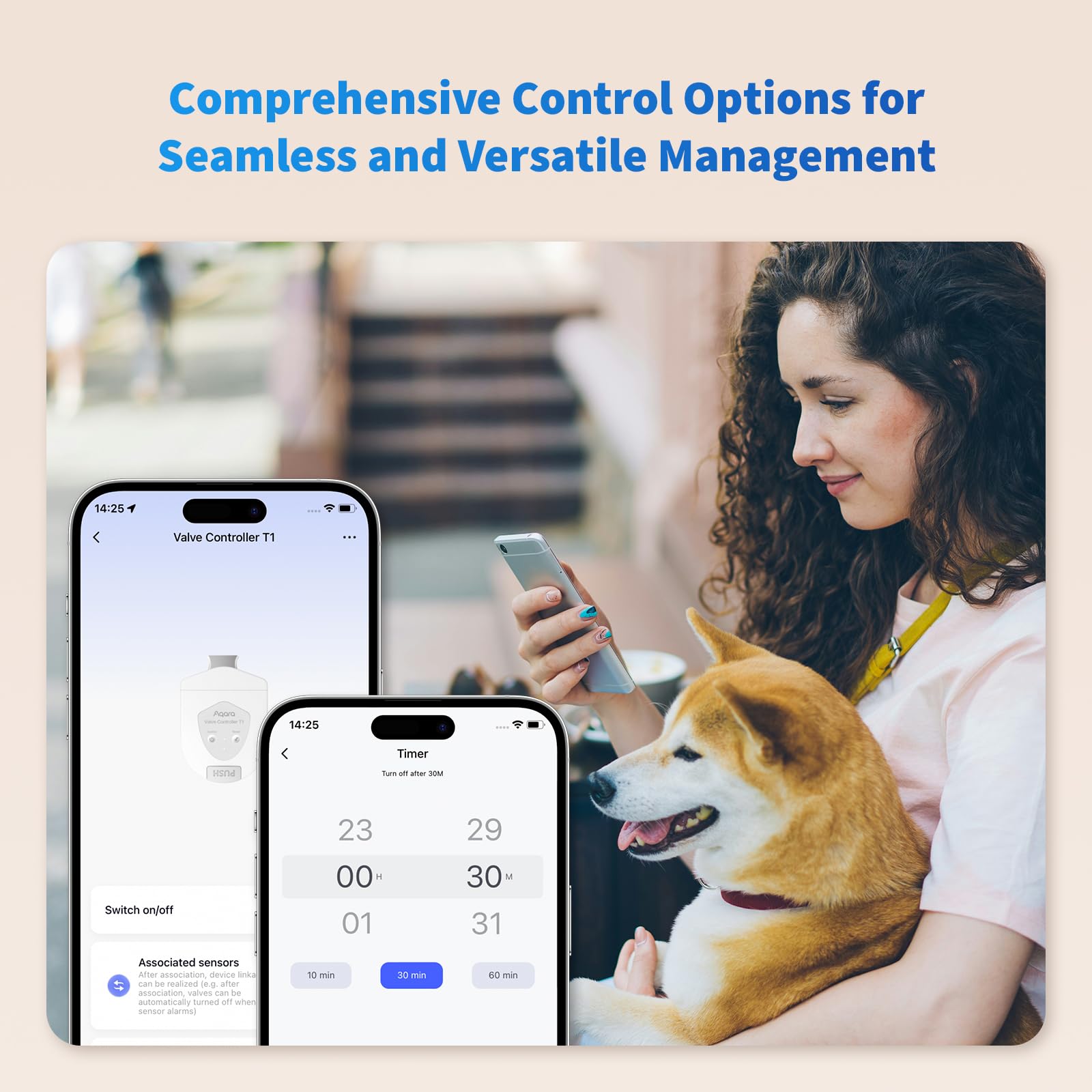 Aqara Smart Valve Controller T1 With Matter, Requires Aqara Zigbee 3.0 Hub, Combined With Water Leak Detectors For Home, Support