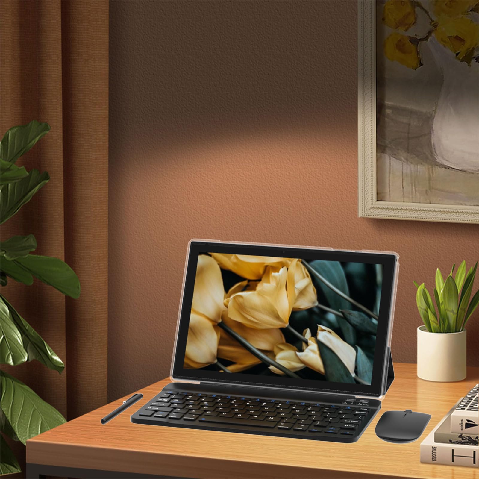 Tablet 2 In 1 Tablets 10 Inch Android 14 Tablet Set With Keyboard Case Mouse Stylus 8Gb+64Gb/1Tb Expansion Tablets 10.1  Touch S