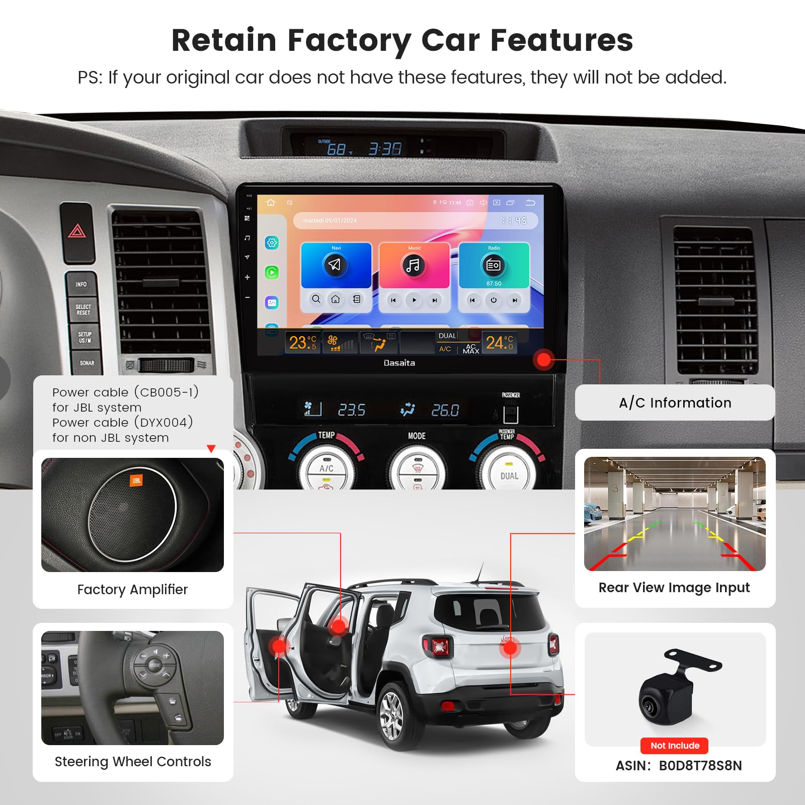 Dasaita G13 Radio For 2007 2013 Toyota Tundra Upgrade, Wireless Carplay, Android Auto, Qualcomm 665 Cpu, Optical Amplifier Output, 6Gb Ram 64Gb Rom, 4G Lte, 5G Wifi, Android 13