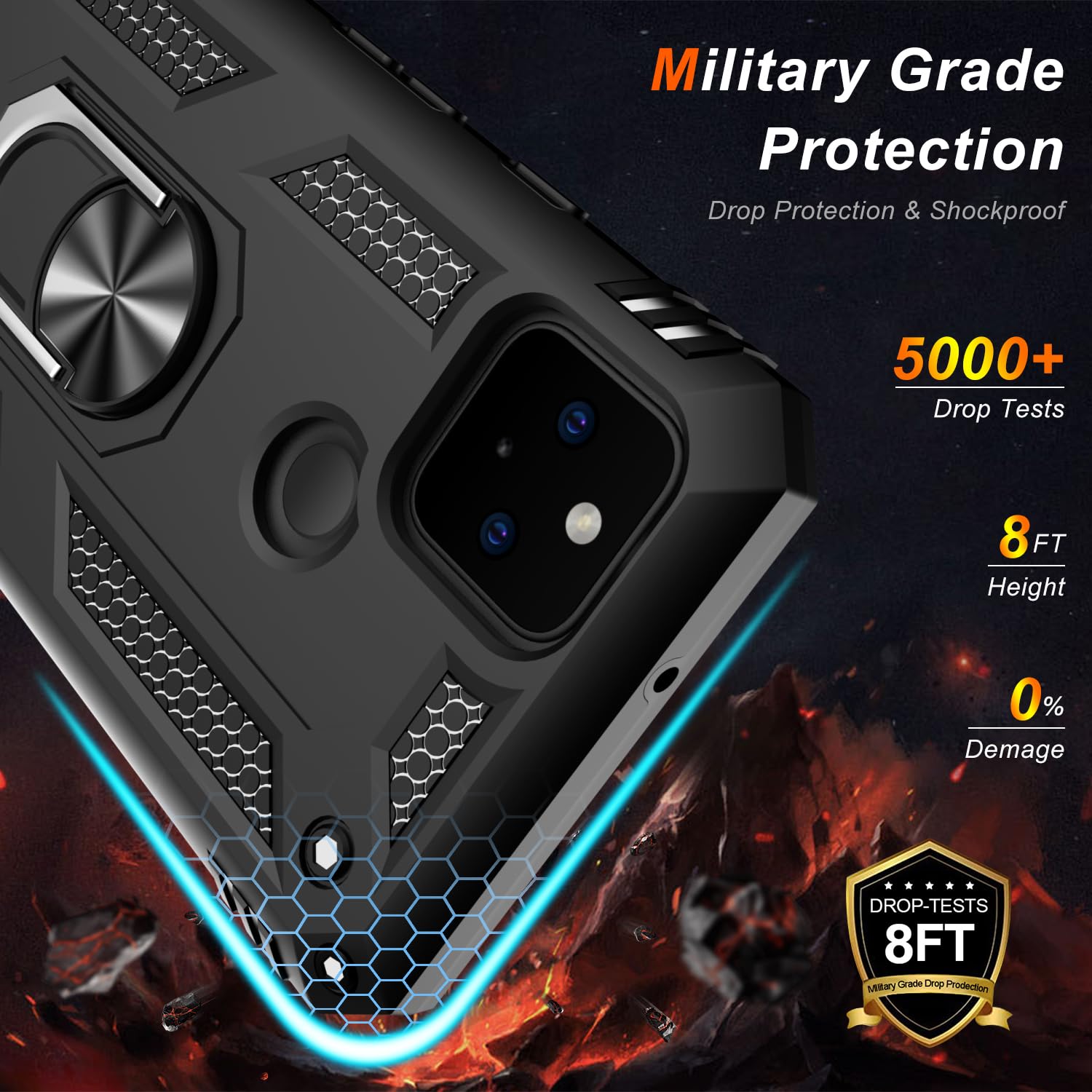 Lumarke For Google Pixel 5 Case With Screen Protector,Pass 16Ft. Drop Tested Military Grade Protective Phone Cover With Magnetic