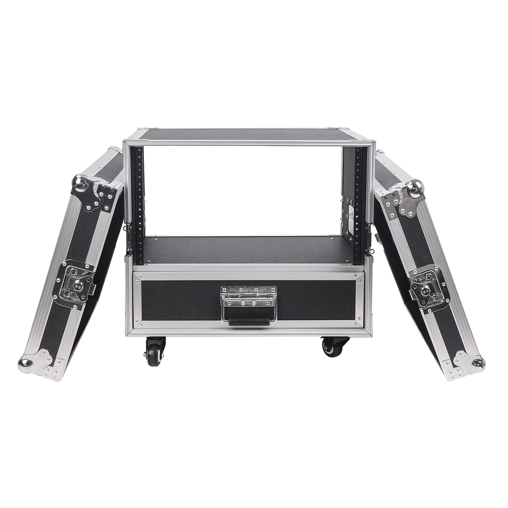 Sound Town 6U Rack Case With 2U Rack Drawer, Casters, For 19' Amps, Mixers, Microphone Receivers (Strc 6U2Dr)