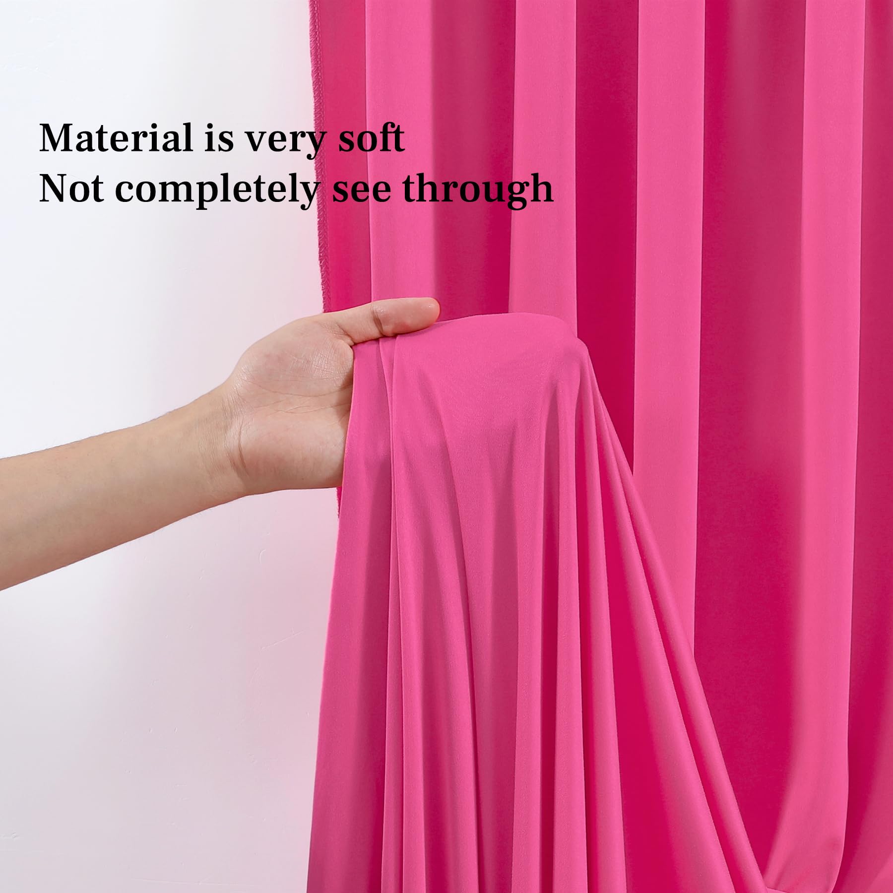 Hot Pink Backdrop Curtains For Parties, 8Ft X 10Ft Wrinkle Free Pink Curtains Polyester Photography Fuchsia Backdrop Drapes For