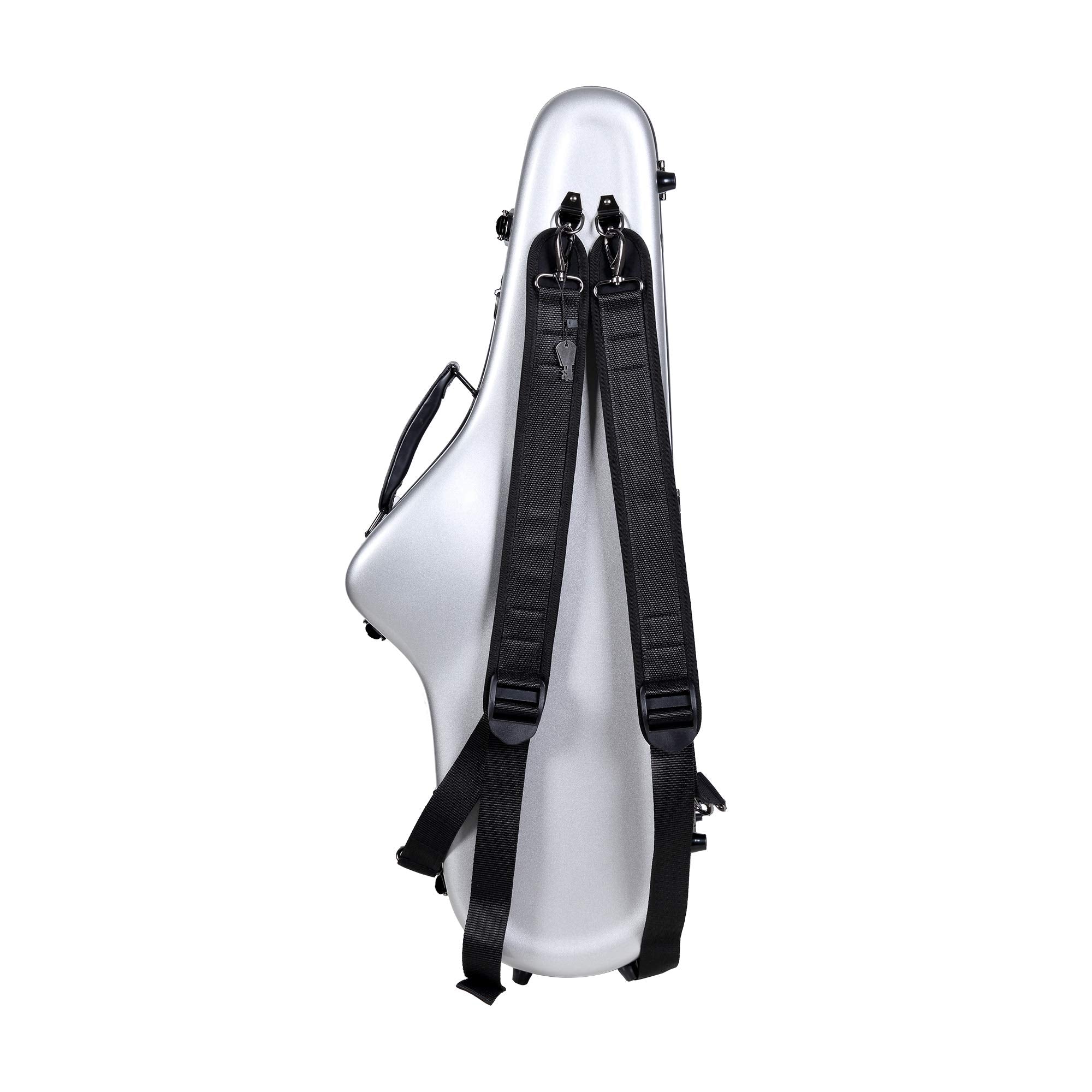 Crossrock Pro Grade Tenor Saxophone Case | Metallic Silver Finish, Tsa Lock, Elite Protection, Detachable Straps, Accessory Pock