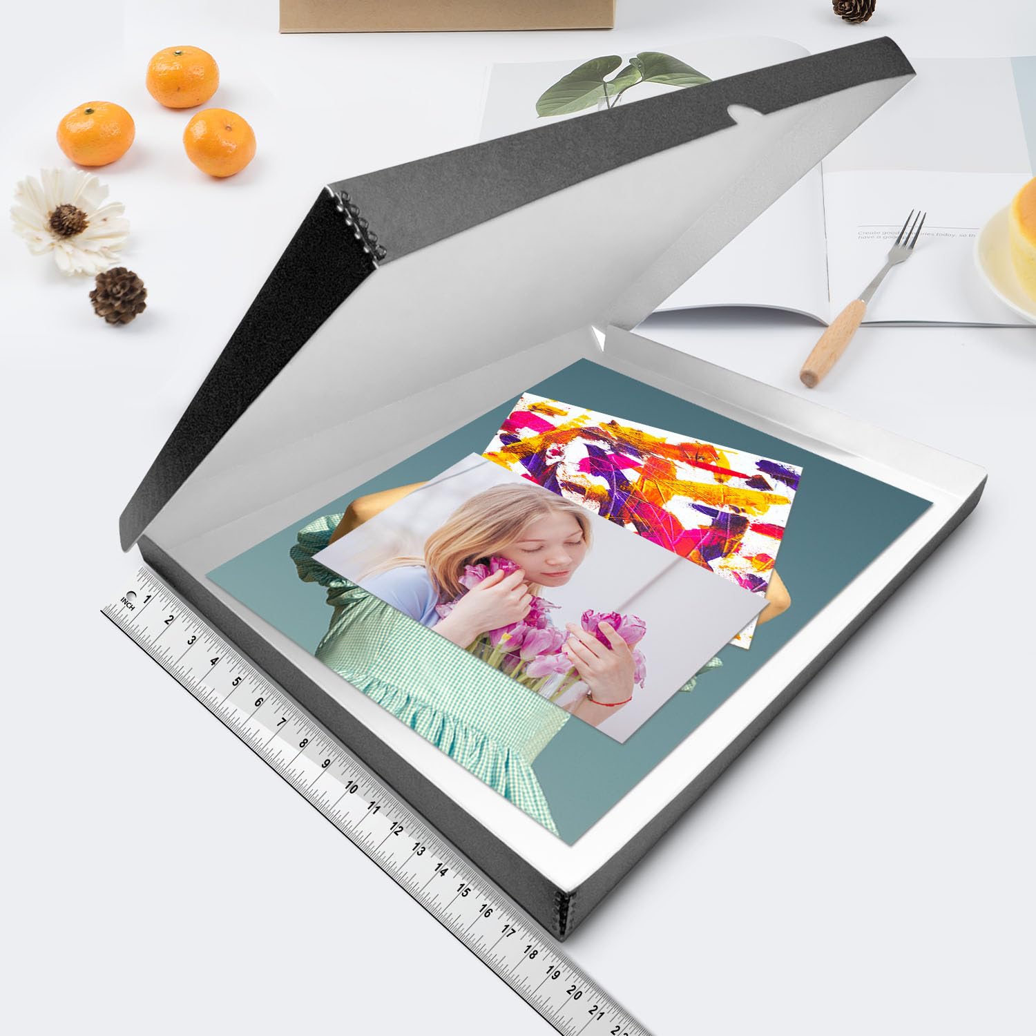 Lineco Folio Storage Box, Clamshell Design With Metal Edge. 18.5X24.5X1.75, Archival Boxboard, Organize And Preserve Photos, Prints, Cards, Magazines, Documents, Art, Ephemera, Family Records, Black