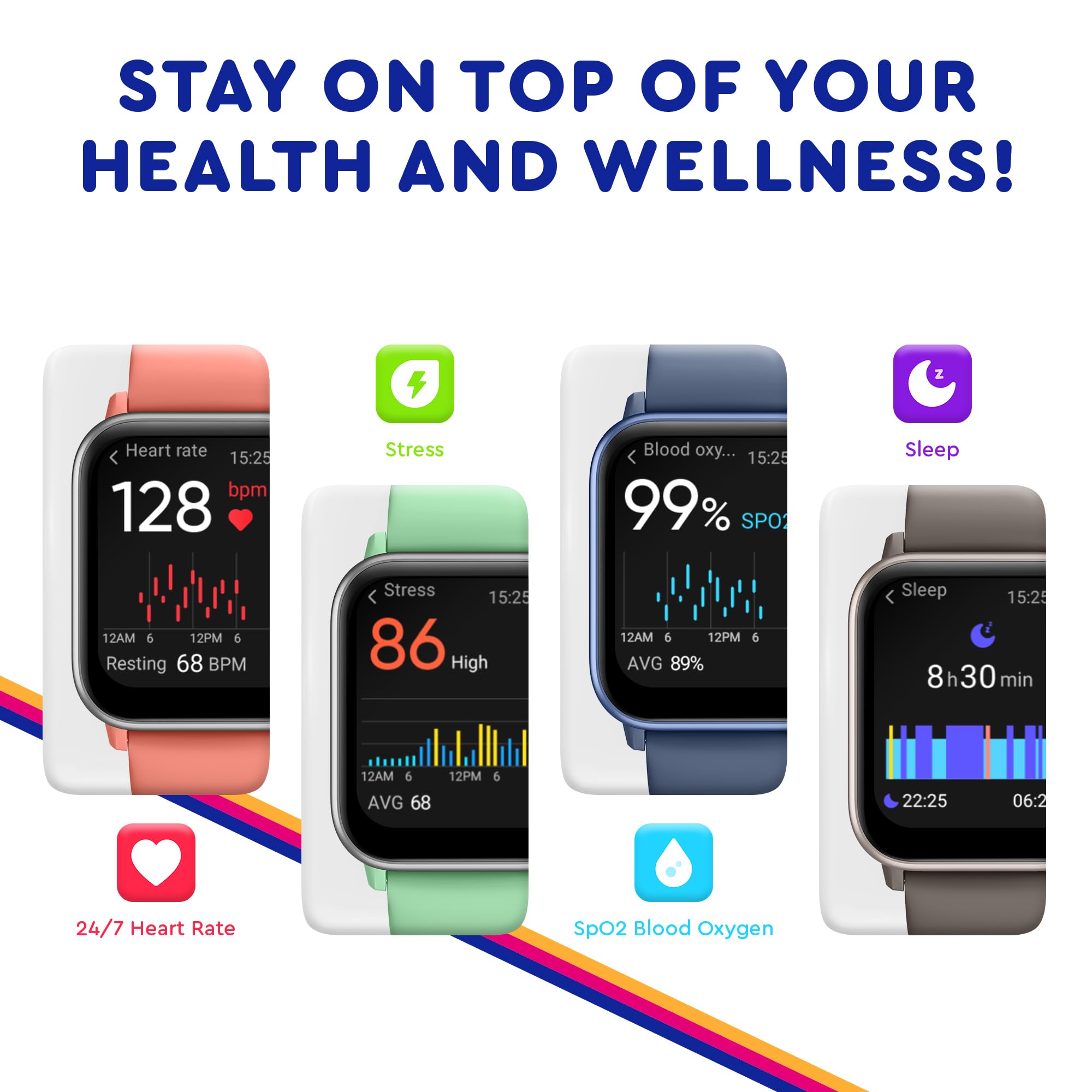 Octandra Ignite Veryfit 1.8'' Alexa Built In Bluetooth Answer Call Smart Watch Hr Heart Rate Blood Oxygen Saturation Sleep Monit