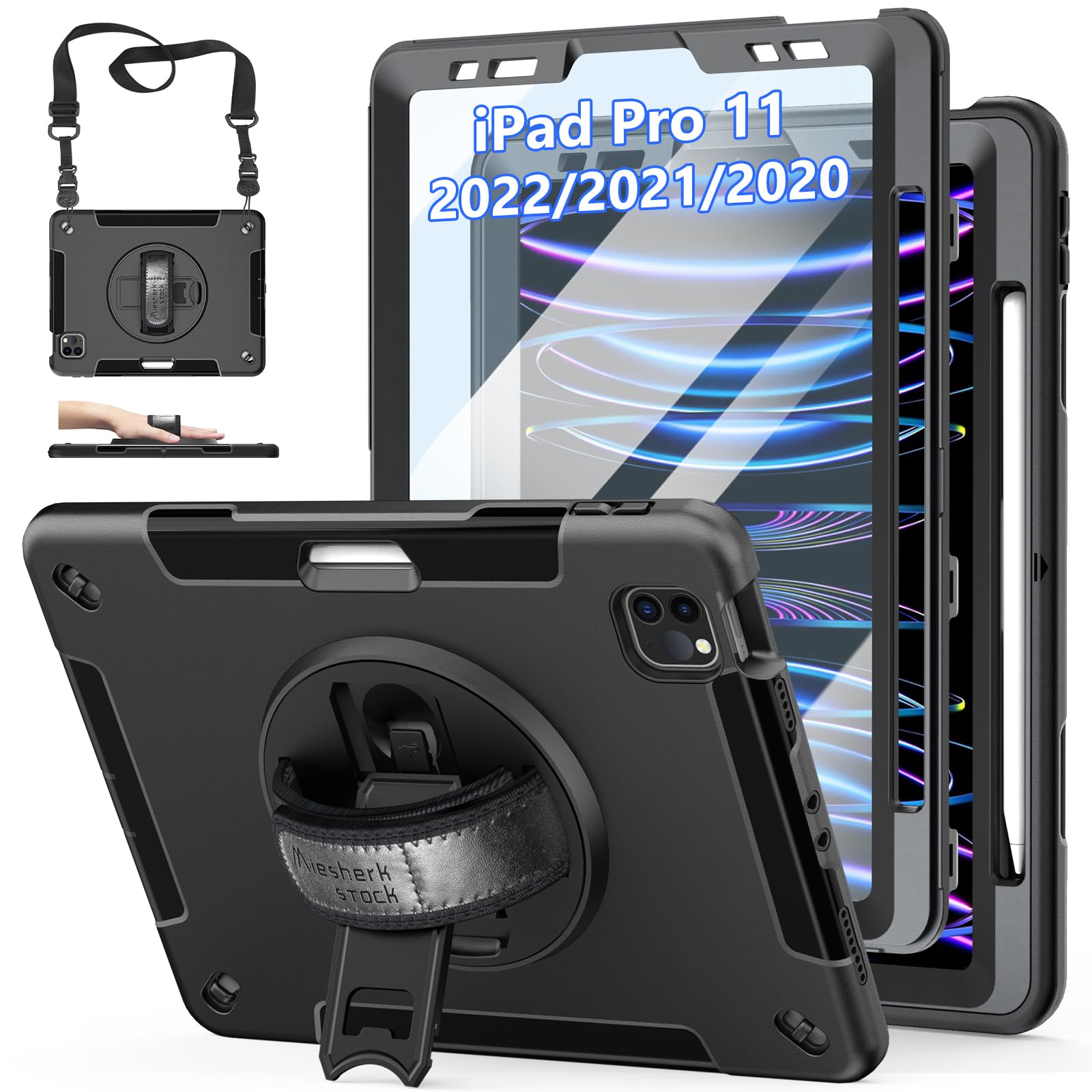 Case For Ipad Pro 11 Inch 2022/2021/ 2020/2018: Military Grade Tpu Cover For Ipad 11 Inch 4Th/ 3Rd/ 2Nd/ 1St/ Generation With Sc