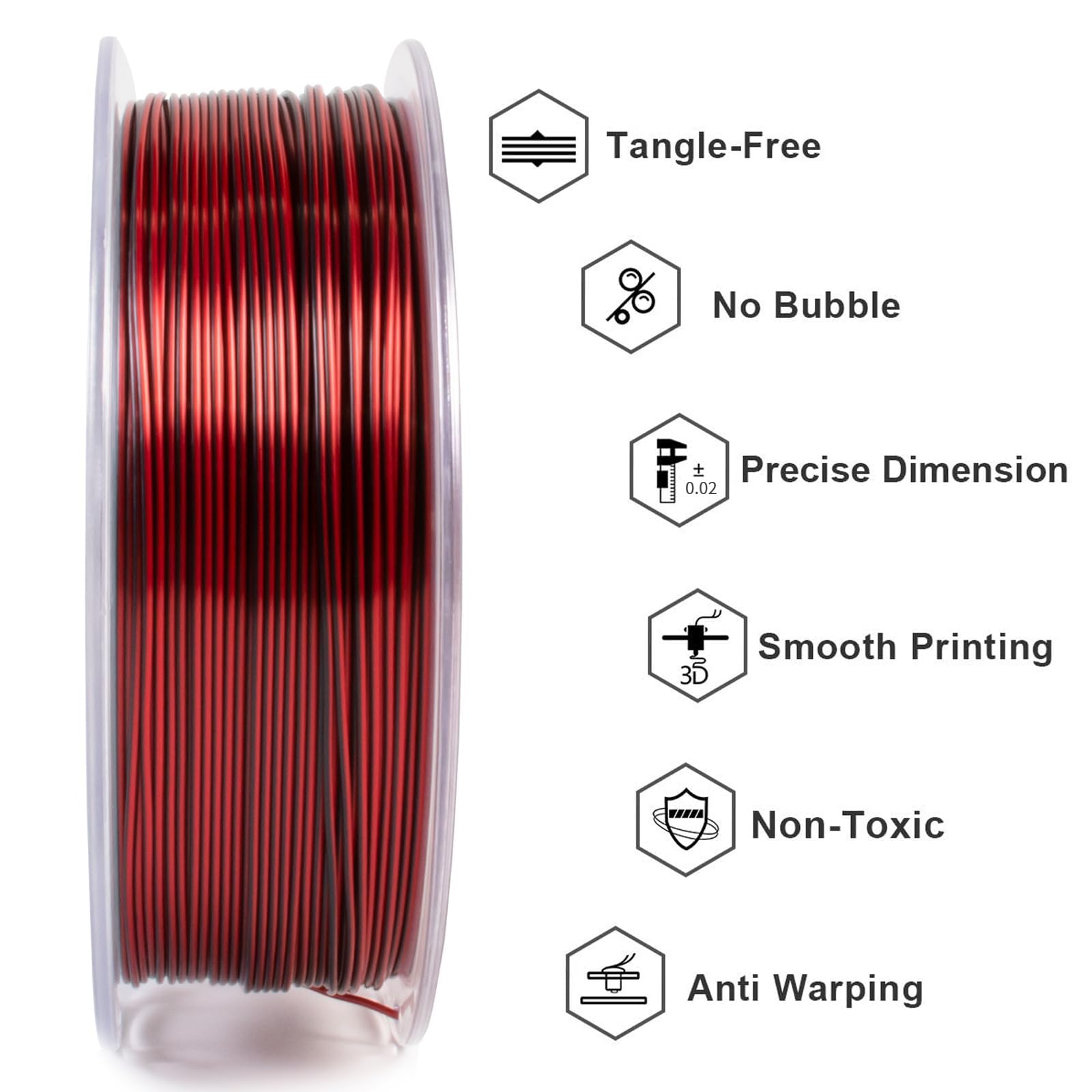 Geeetech 3D Printer Silk Pla Tri Color Filament,Metal Like Shiny Silk Filament 1.75Mm 1Kg (2.2Lbs) Spool,Dimensional Accuracy +/
