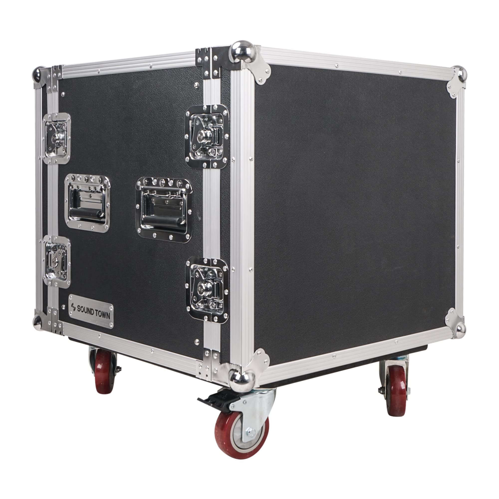 Sound Town Shock Mount 10U Ata Rack Case With 21'' Rackable Depth And Casters, Pro Tour Grade (Strc Sp10Uw)