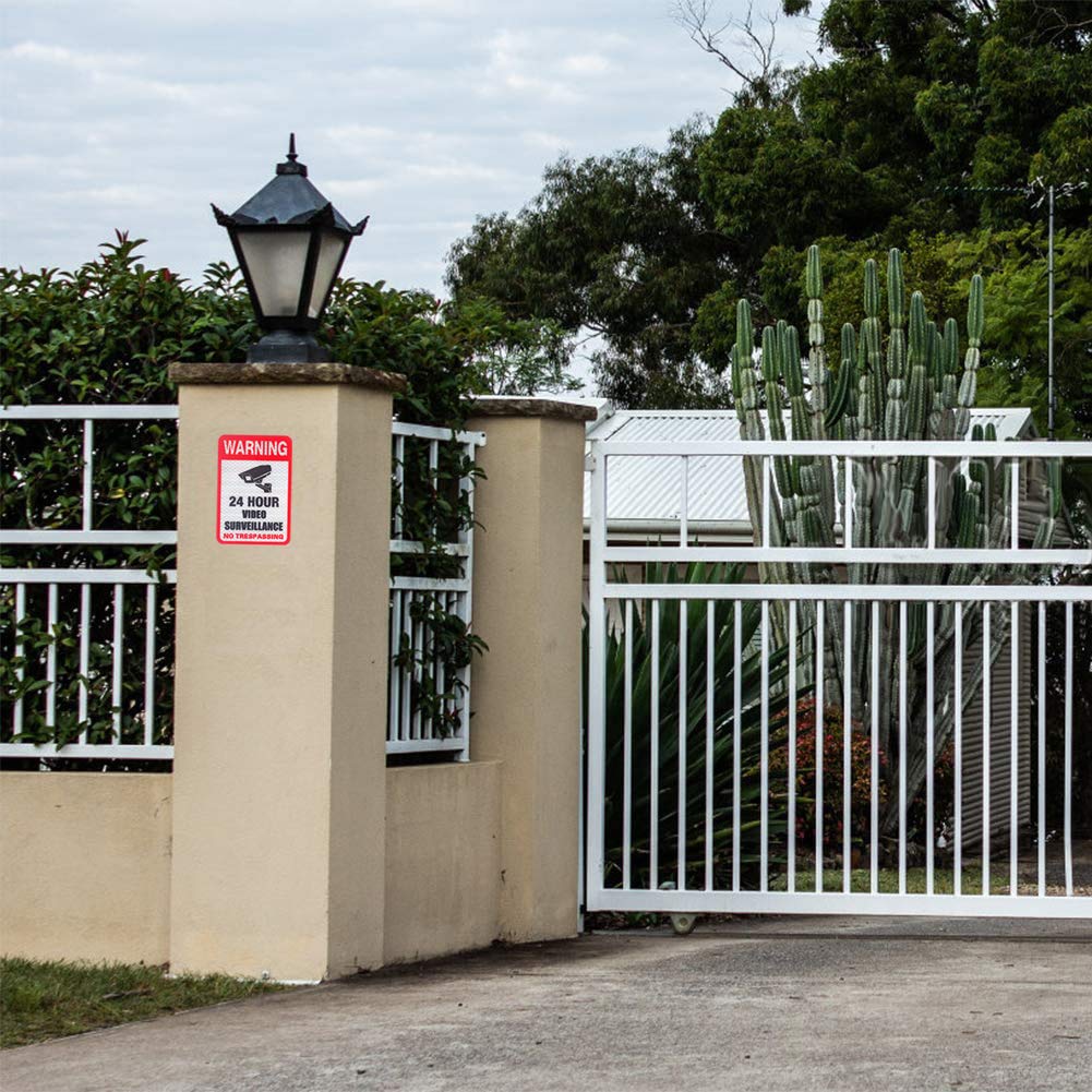 5 Pack Video Surveillance Sign Reflective Sticker Decal Self Adhesive 5.9' X 4', No Trespassing Warning Sign For Home Business Cctv Security Camera, Uv Protected & Waterproof, Indoor & Outdoor Use