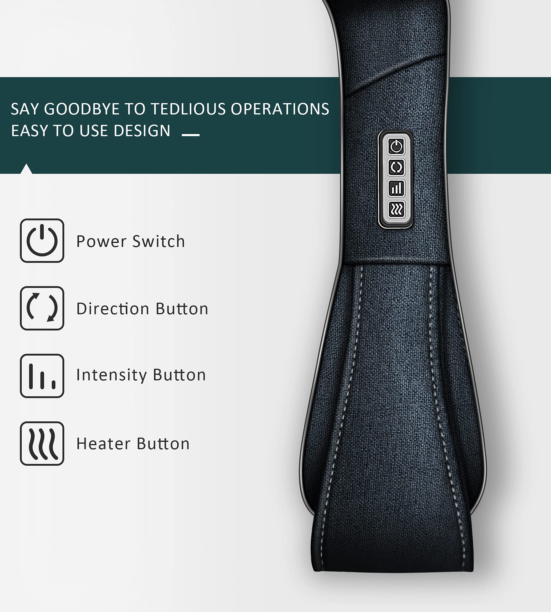 Mocuishle Neck Massager, Shiatsu Back Neck Massager With Heat, Back Massager Deep Tissue Kneading For Back, Neck, Shoulder, Foot