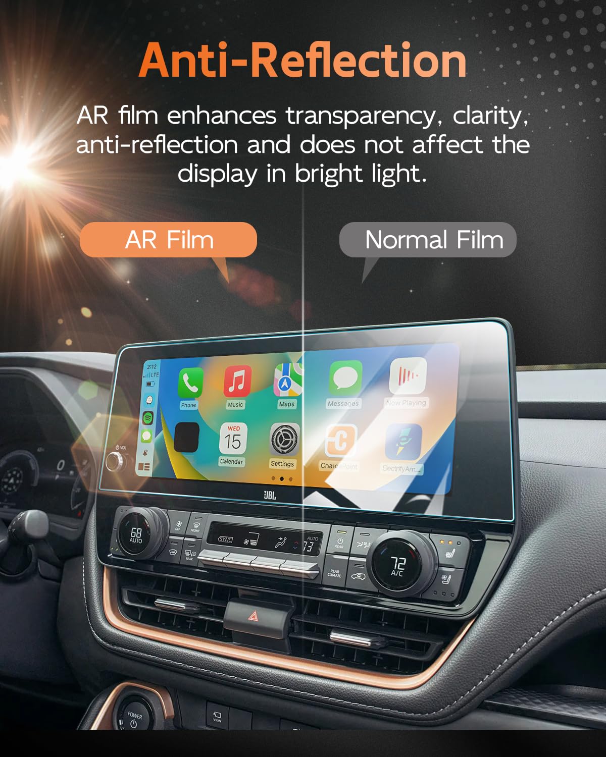 Cdefg (2Pcs Grand Highlander Anti Reflection Screen Protector, 12.3 Inch, For 2024 2025 Toyota Grand Highlander Accessories, Xle/Limited/Platinum, Ultra Clear Anti Glare 2Pcs