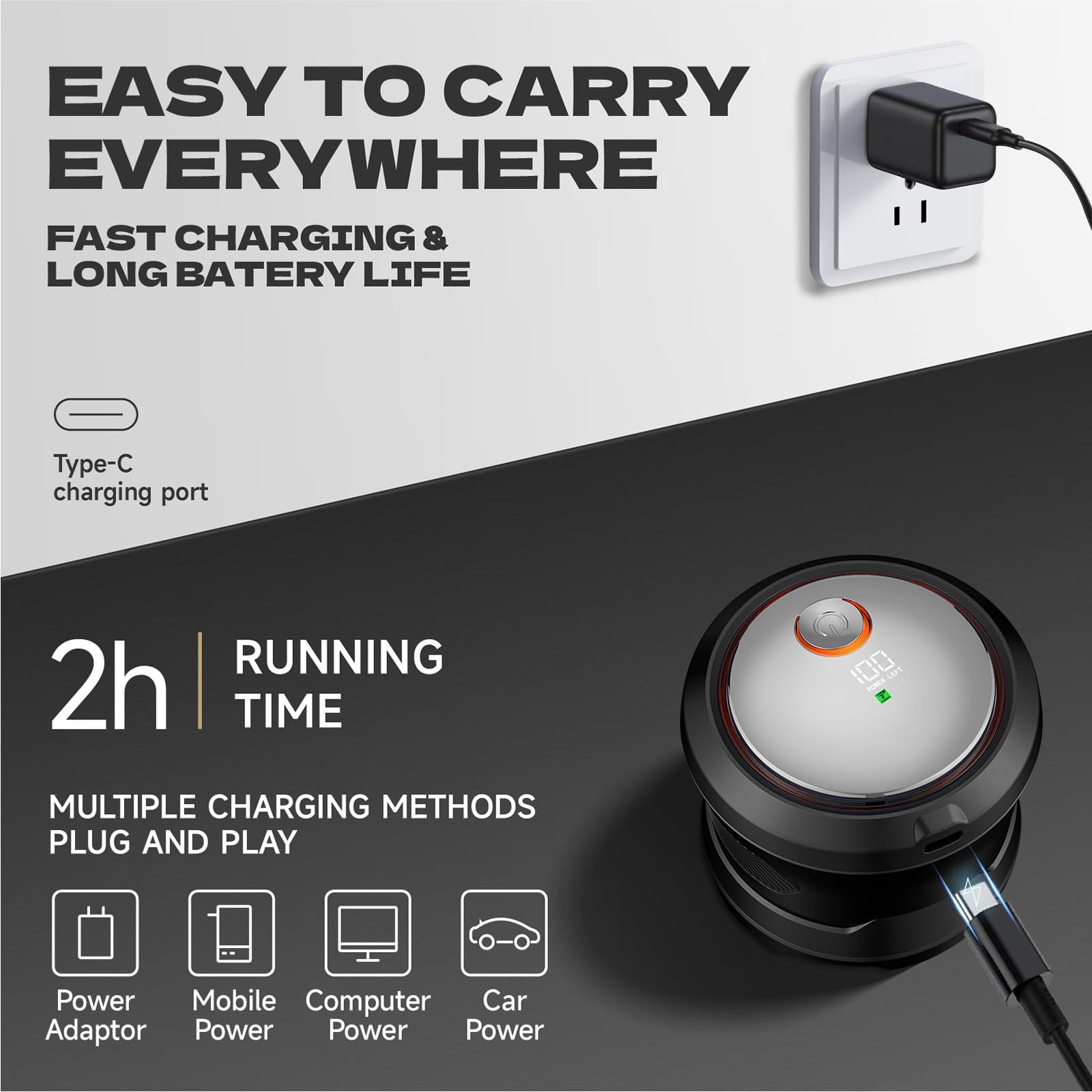 Bald Head Shaver With 5 Rotary Blades, Black