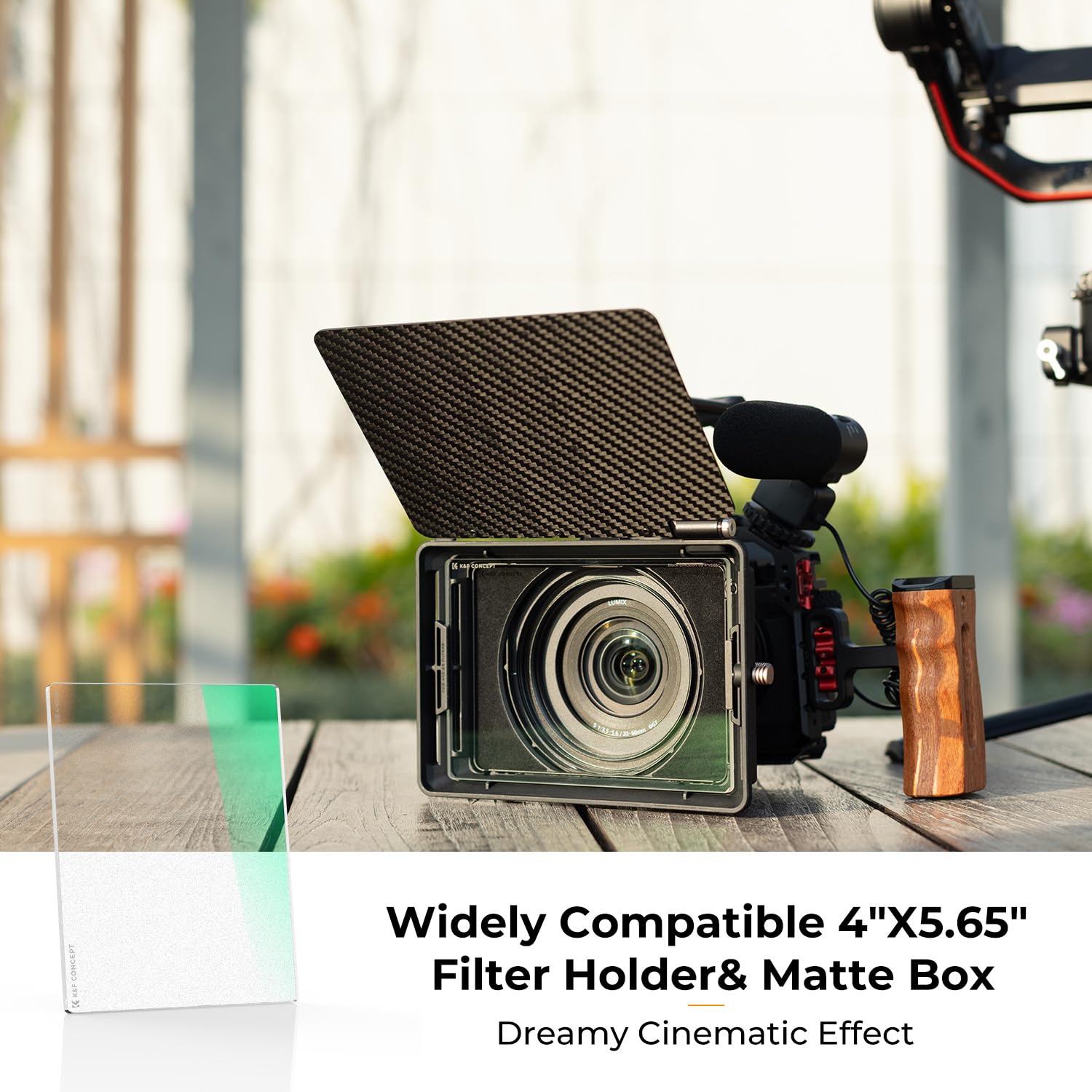 K&F Concept 4'' X 5.65'' Square Black Diffusion 1/8 Effect Filter Cinema Mist Diffuison Filter Compatible With Tilta, Smallrig M