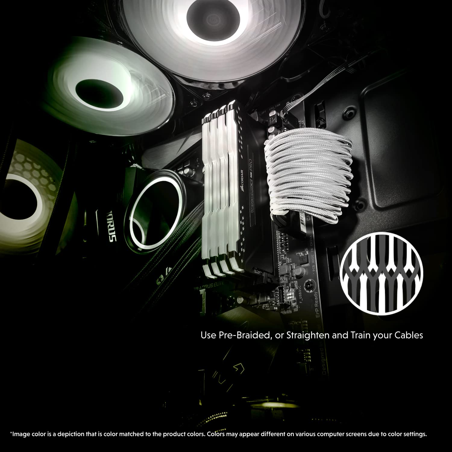 Linkup   Ava 30Cm Pci E 8P(6+2) Gpu Psu Power Supply Braided Sleeved Custom Mod Pc Extension Cable W/Combs?Strong & Stiff Design