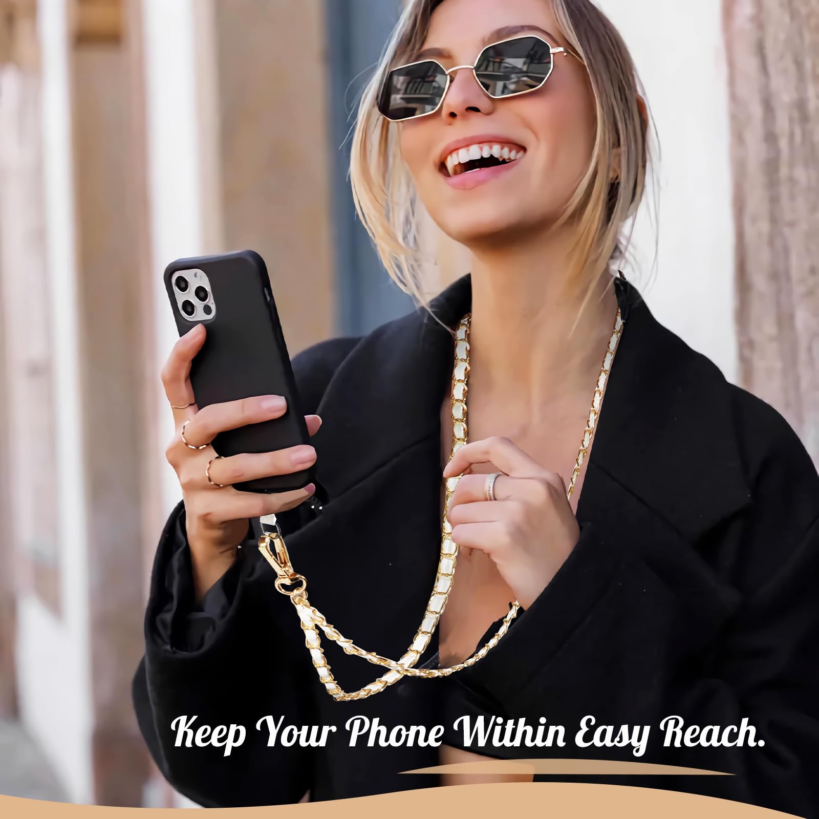 Timovo Universal Phone Lanyard, 57 Metal Cell Phone Chain Anti-Theft Crossbody Strap For Iphone 16, 15 And Most Smartphones, Cel