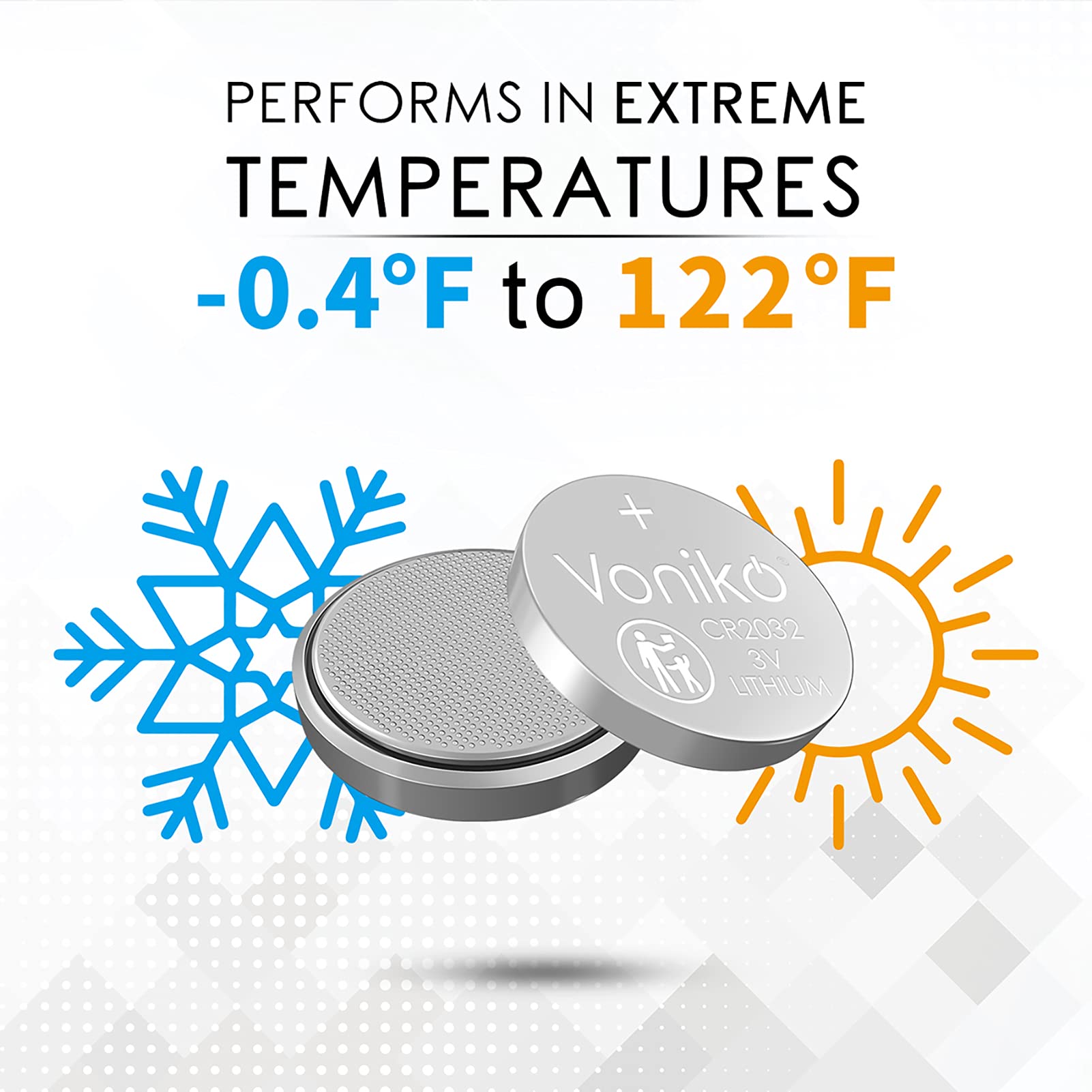 Voniko 3 Volt Cr2032 Battery 6 Pack - Lithium Batteries - 2032 Button Battery Flat - 7 Years Shelf Life
