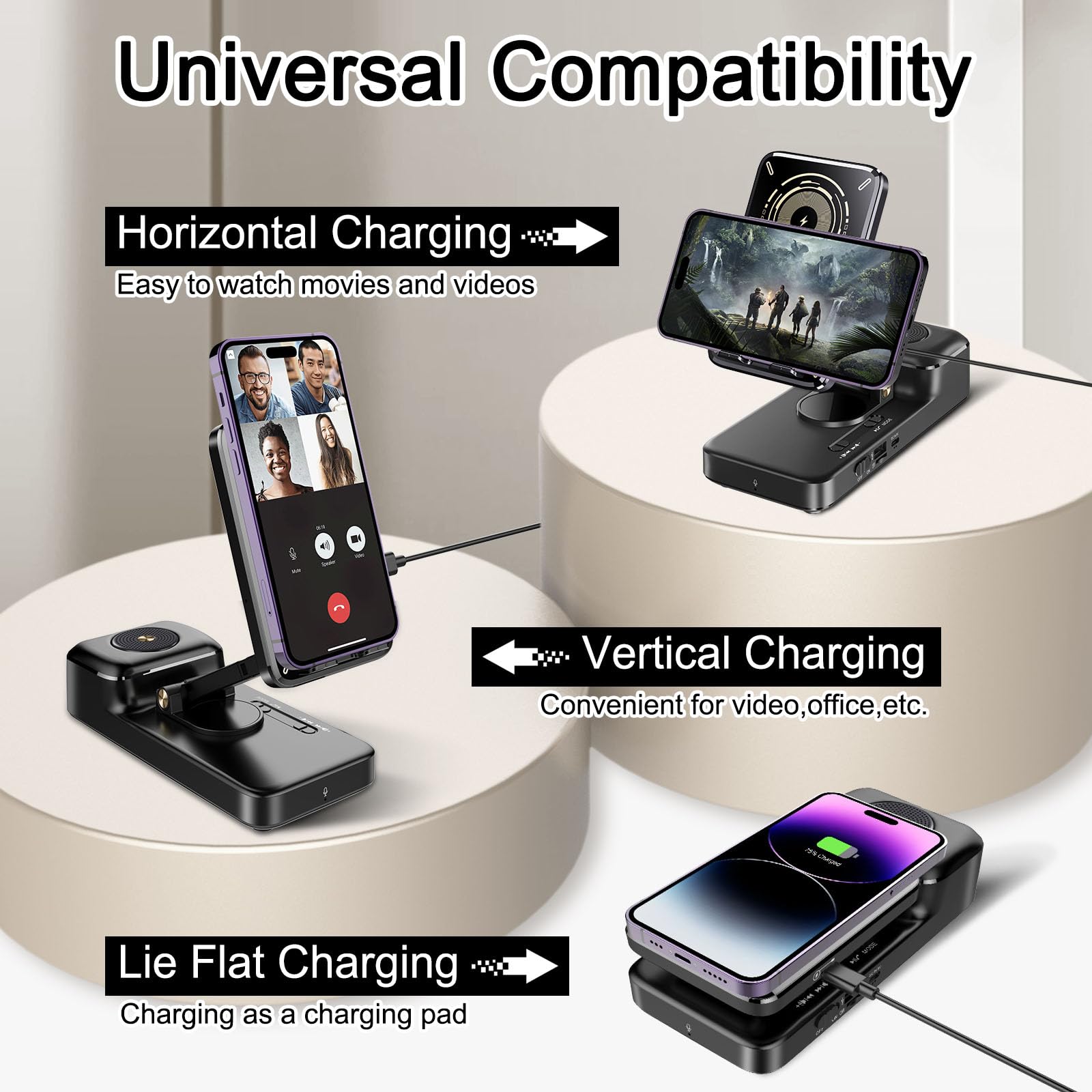 Gifts For Men Women, Bluetooth Speaker With Wireless Charging Phone Stand, Hd Surround Sound Speaker, Cool Gadget Gifts For Men