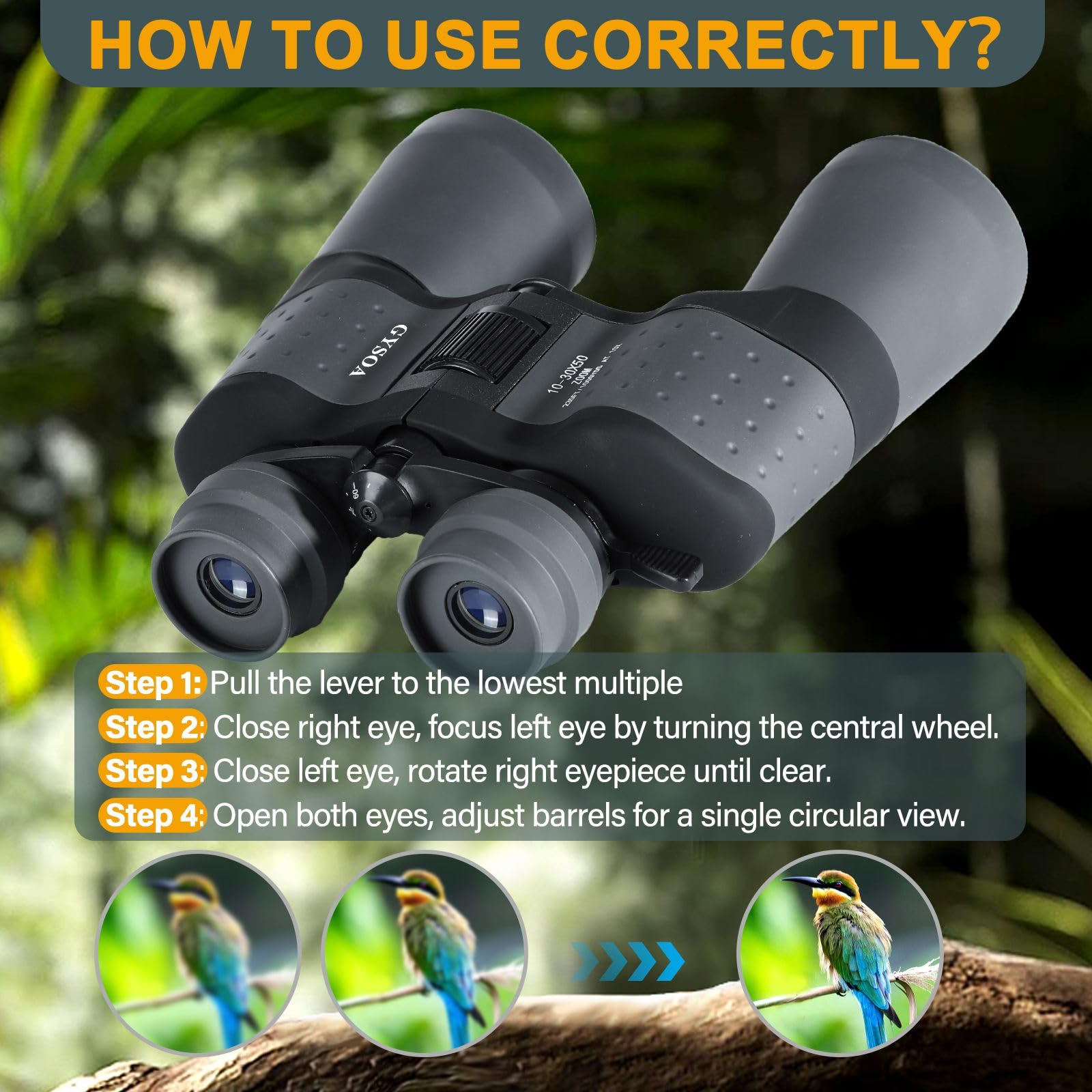 (10 30) X50 Hd Binoculars For Adults Compact High Powered Bird Watching   Waterproof Hunting Travel Binoculars With Phone Adapte