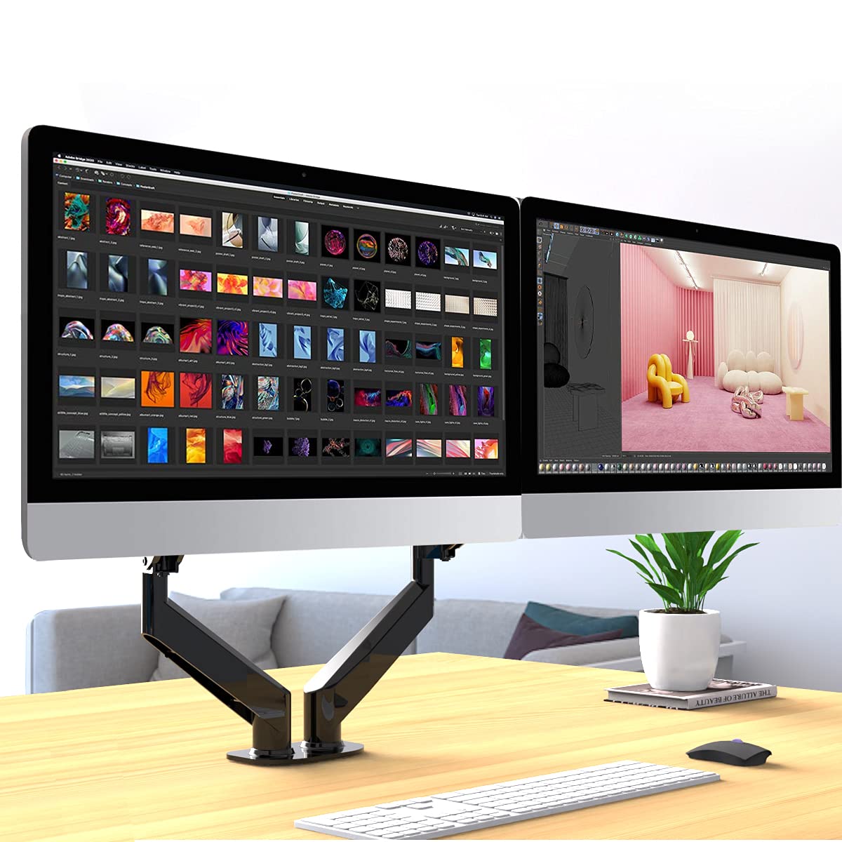 Suptek Dual Monitor Mount Stand Height Adjustable Gas Spring Monitor Arm Desk Mount For 2 Computer Screens 17 To 27 Inches   Eac