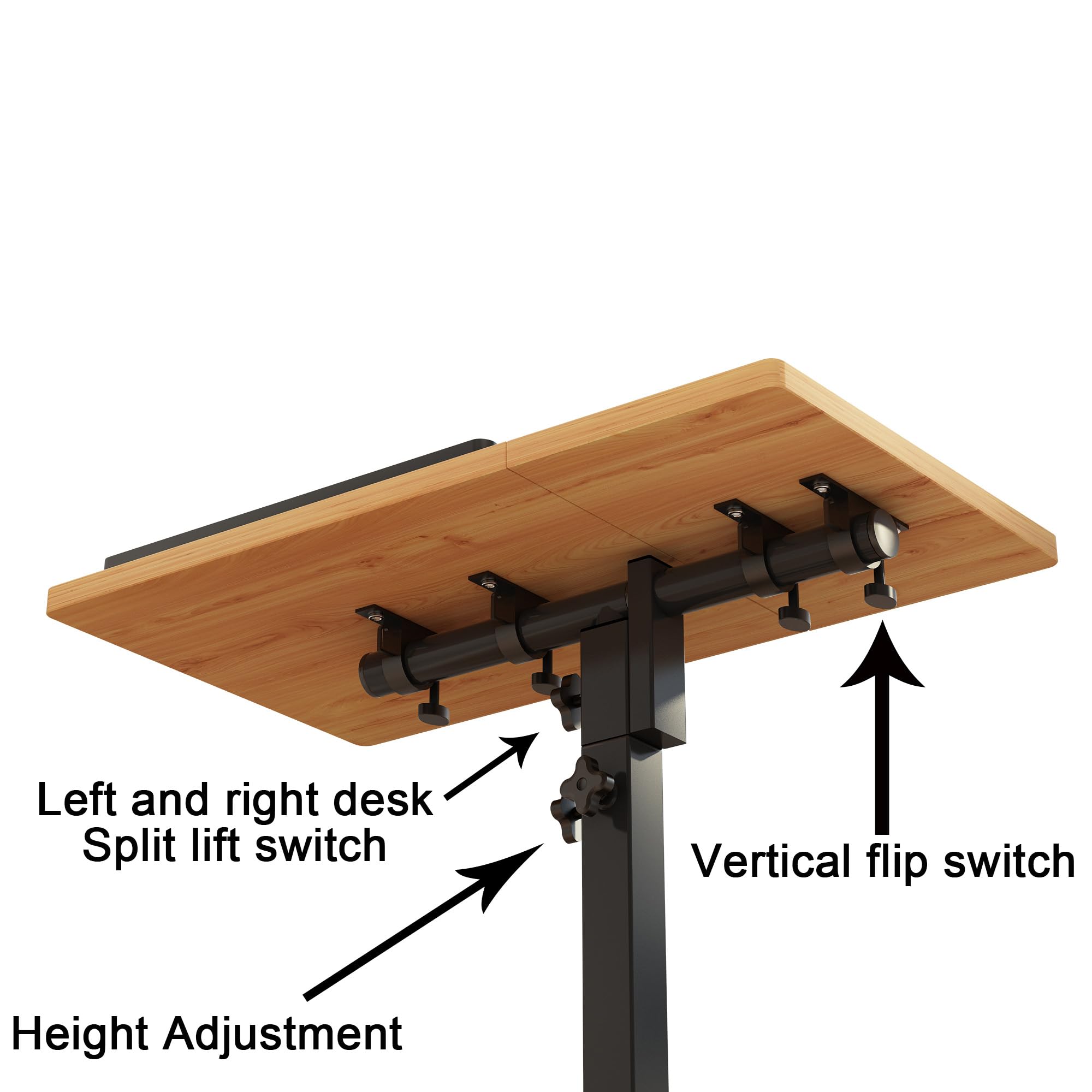 Tigerdad Mobile Adjustable Height Laptop Stand Pc Computer Portable Notebook Swivel Laptop Desk Rolling Table Desk Cart Tiltable