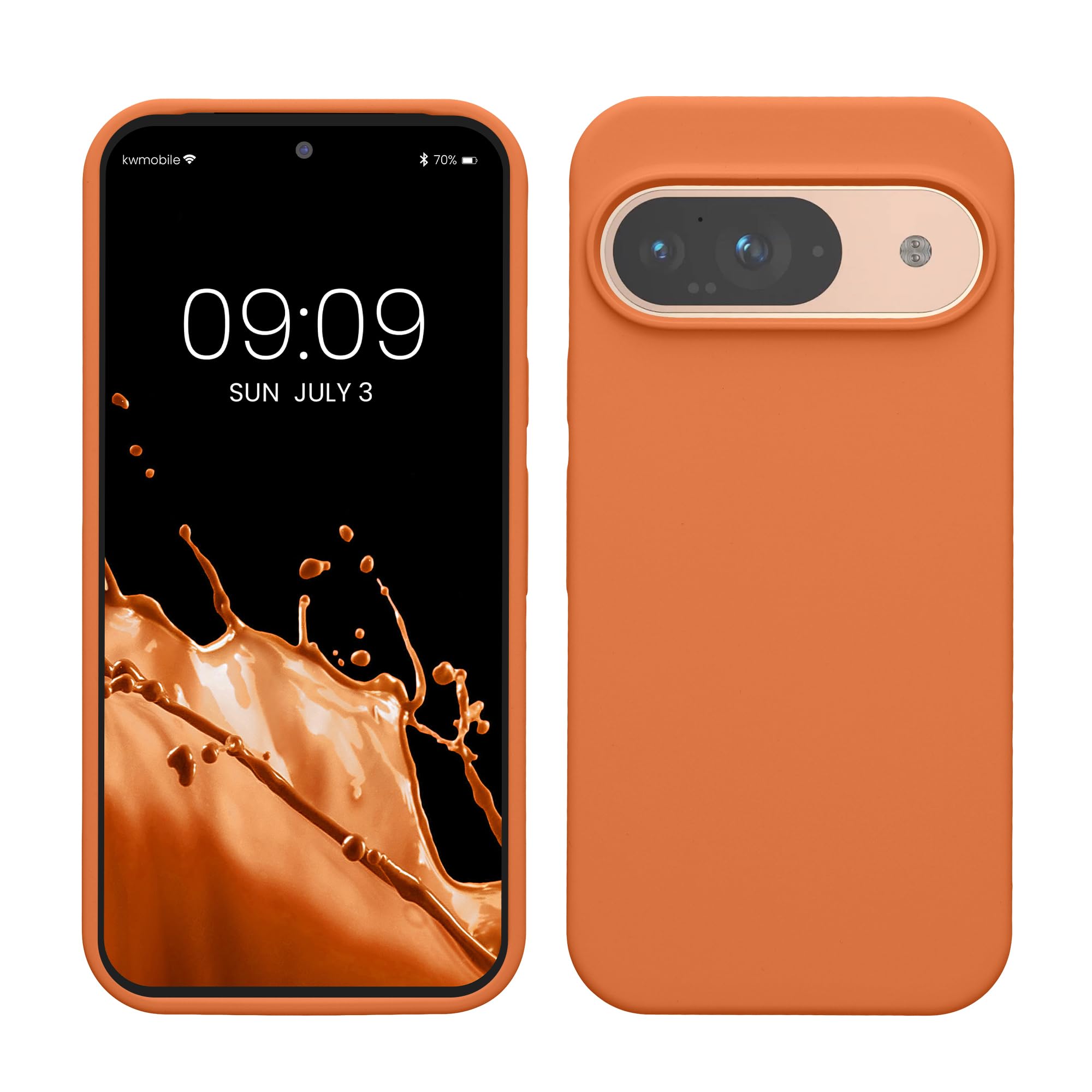 kwmobile Case Compatible with Google Pixel 9 / Pixel 9 Pro Case - TPU Silicone Phone Cover with Soft Finish - Warm Apricot