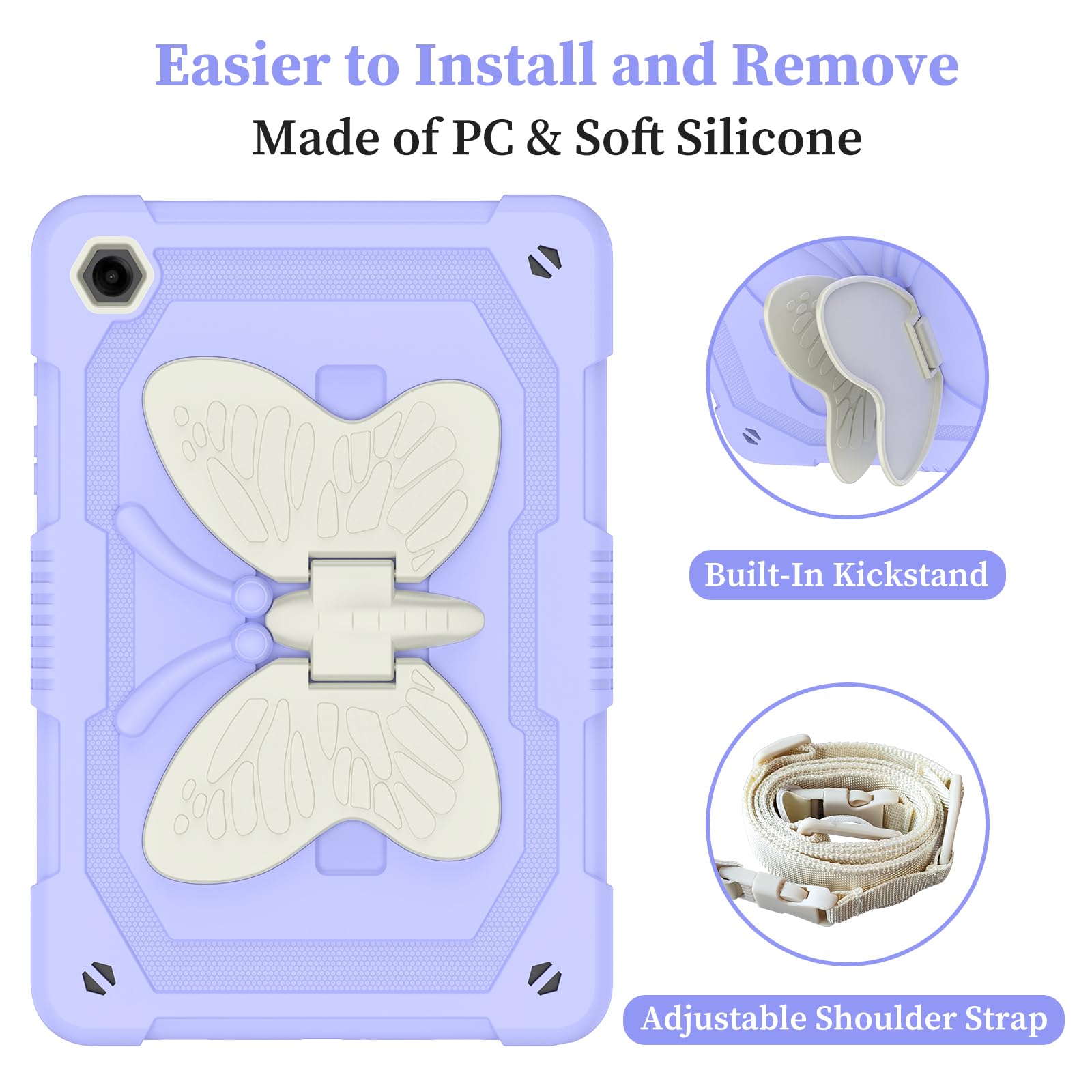 Hogenl Cover For Samsung Galaxy Tab A9+ Plus Case For Kids Girl, Galaxy Tab A9+ 11 Inch 2023 Released With Butterfly Stand Shoul