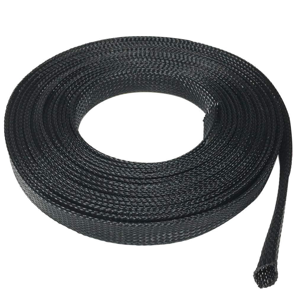 Seismic Audio - Ebs3825Black- 25 Feet Black 3/8'' Expandable Woven Cable Sleeve Tubing Cord Sock