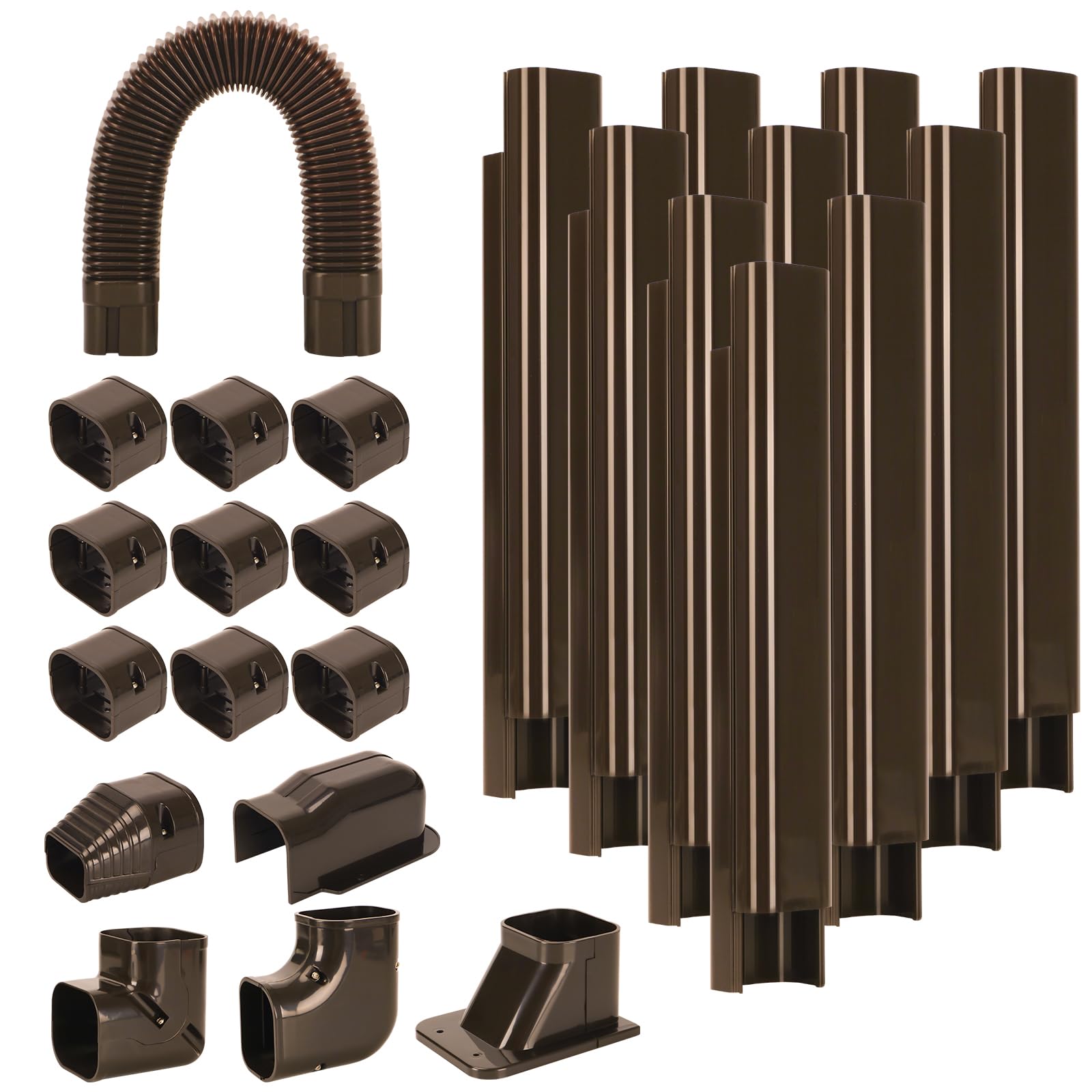 Guequitlex 3'' W 16.1 Ft Line Set Cover Kit For Mini Split Air Conditioner Brown Decorative Pvc Line Cover Kit For Central Air C