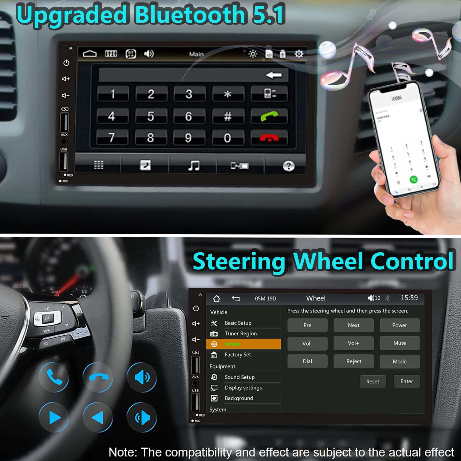 Leadfan Double Din Car Stereo With Dash Cam, Support Apple Carplay And Android Auto, 7Inch Full Hd Touchscreen Car Audio Receive